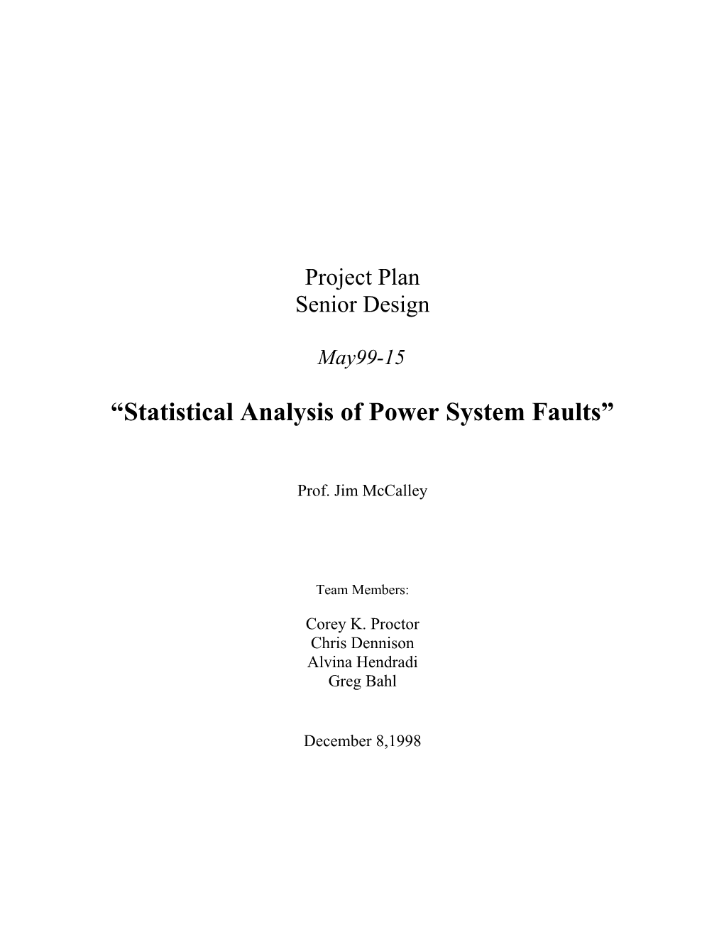 Statistical Analysis of Power System Faults