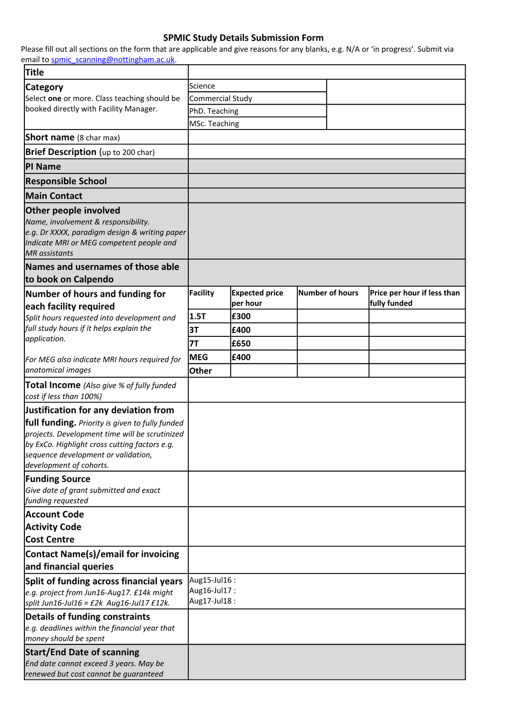 Study Details Submission Form for 1