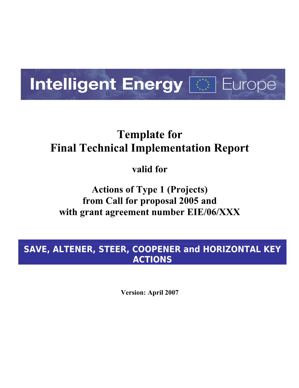 Template for Final Technical Implementation Report (FR), 15-20 Pages