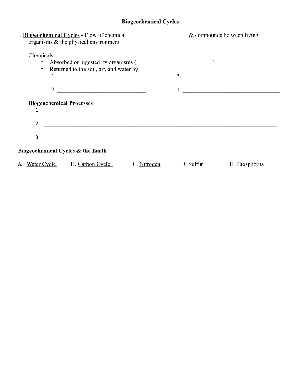 Biogeochemical Cycles