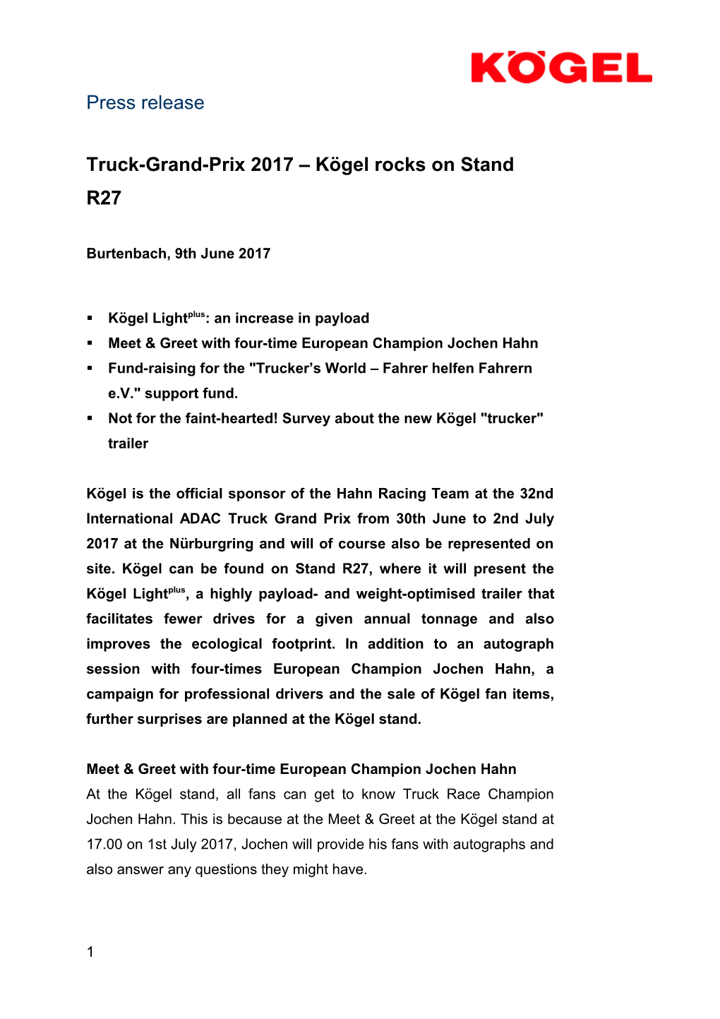 Truck-Grand-Prix 2017 Kögel Rocks on Stand R27