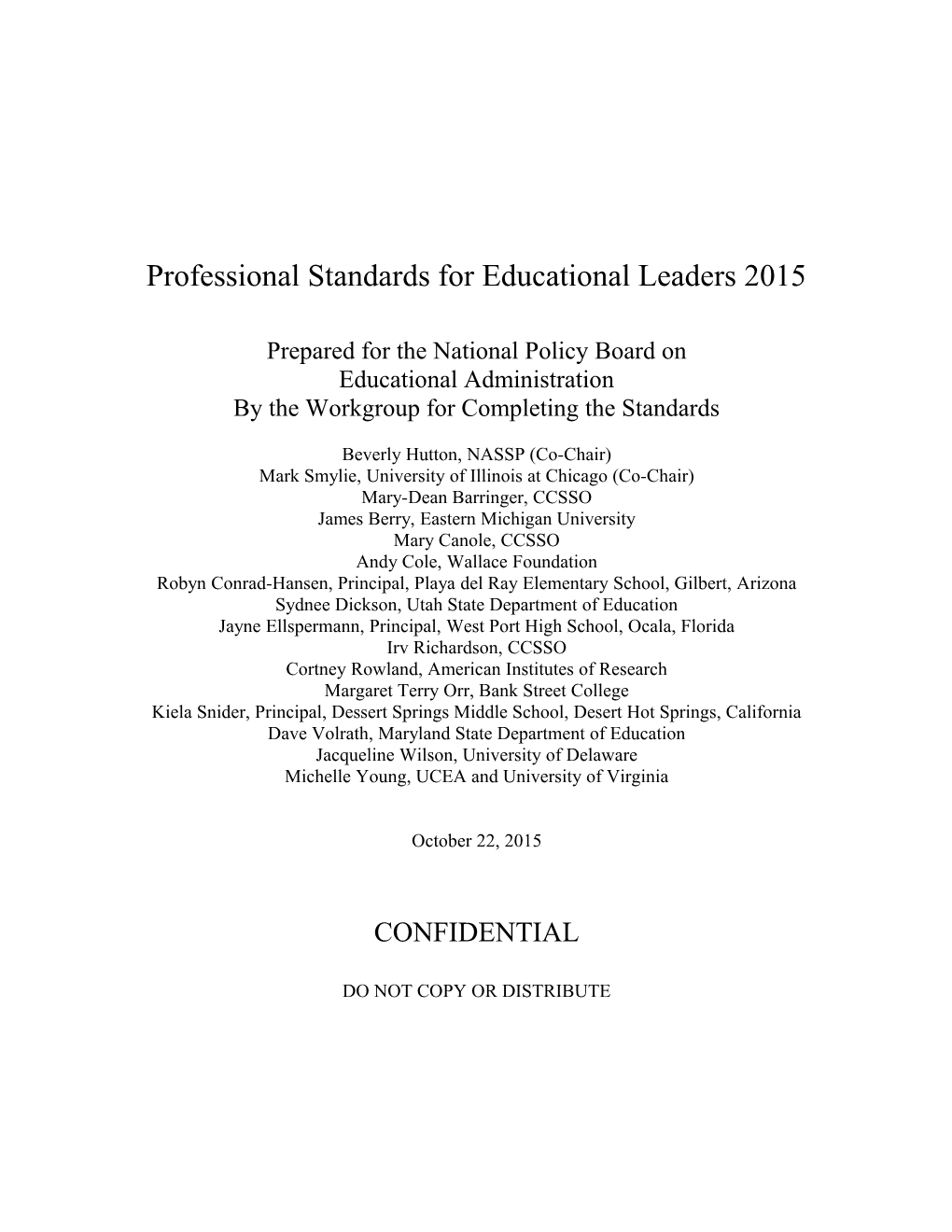 Professional Standards for Educational Leaders 2015