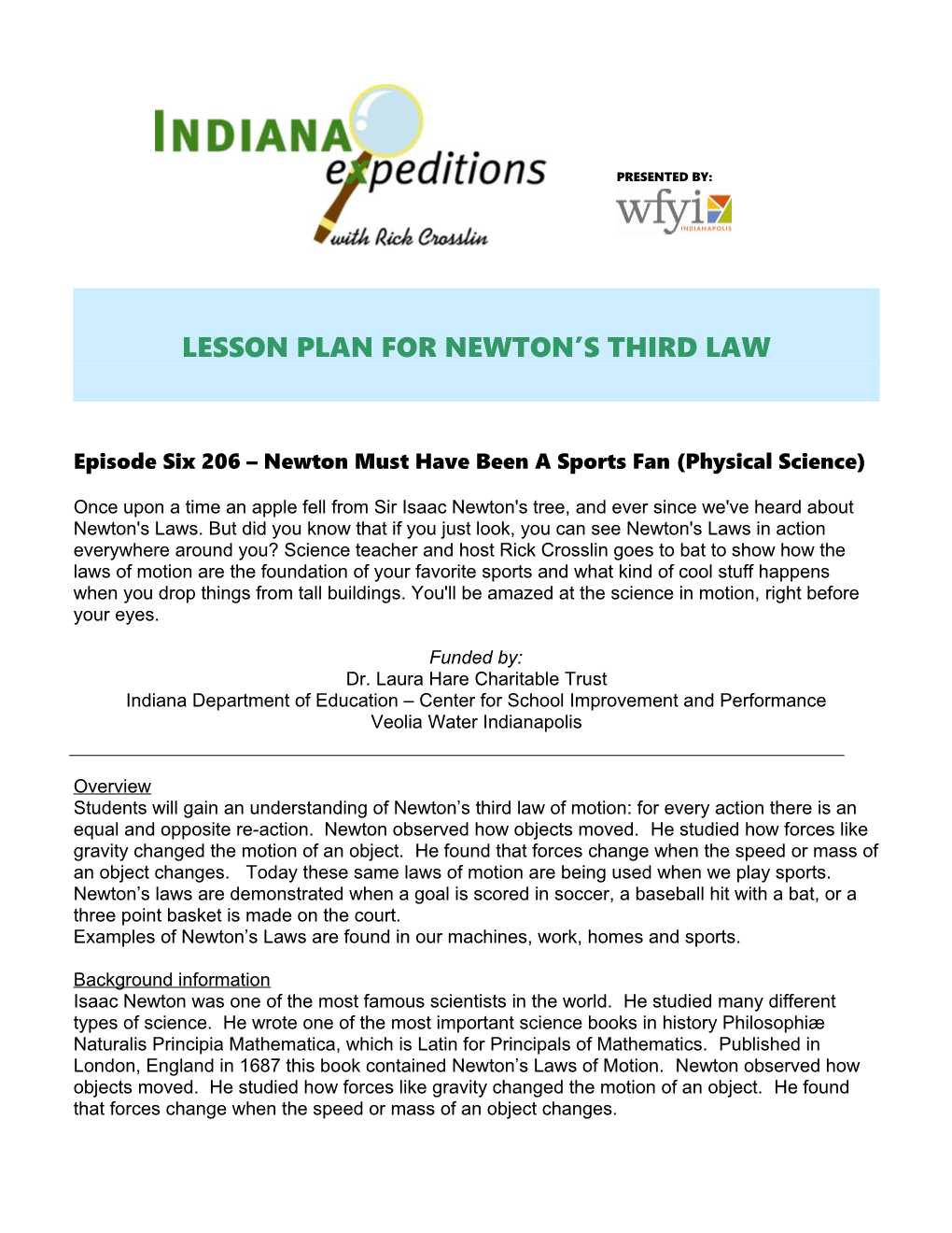 Lesson Plan for Newton S Third Law