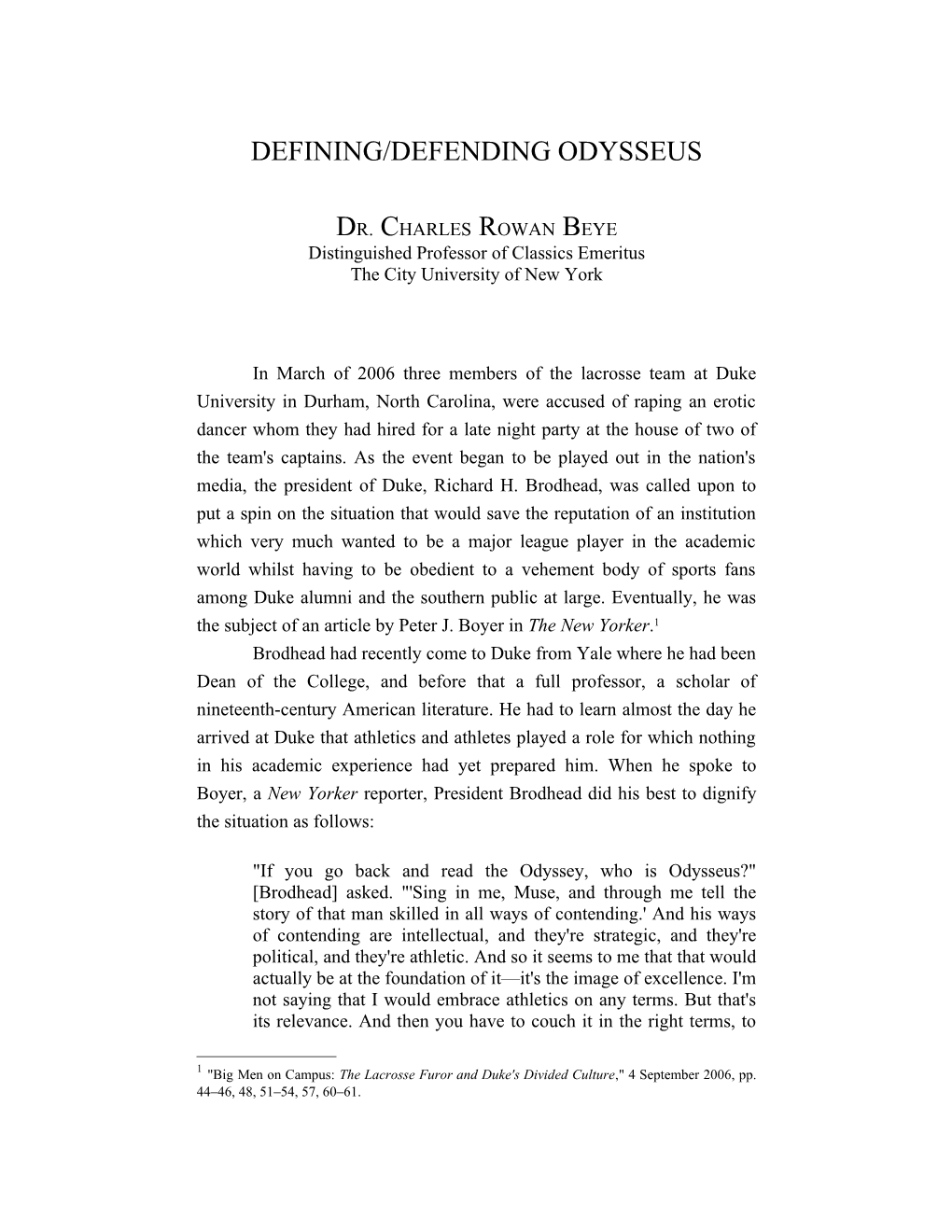 Defining/Defending Odysseus