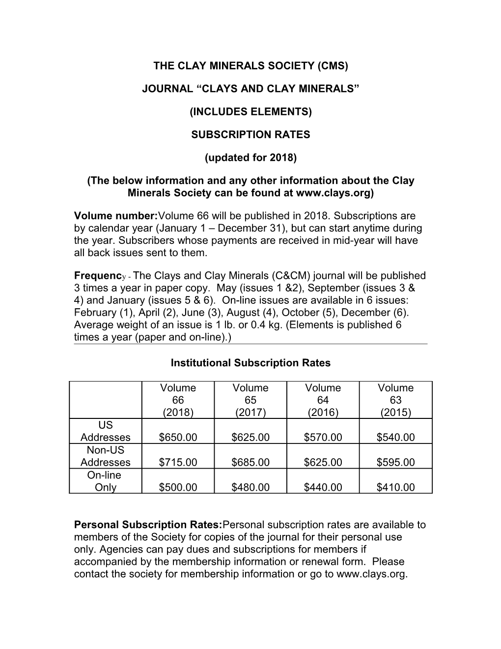 The Clay Minerals Society (Cms)