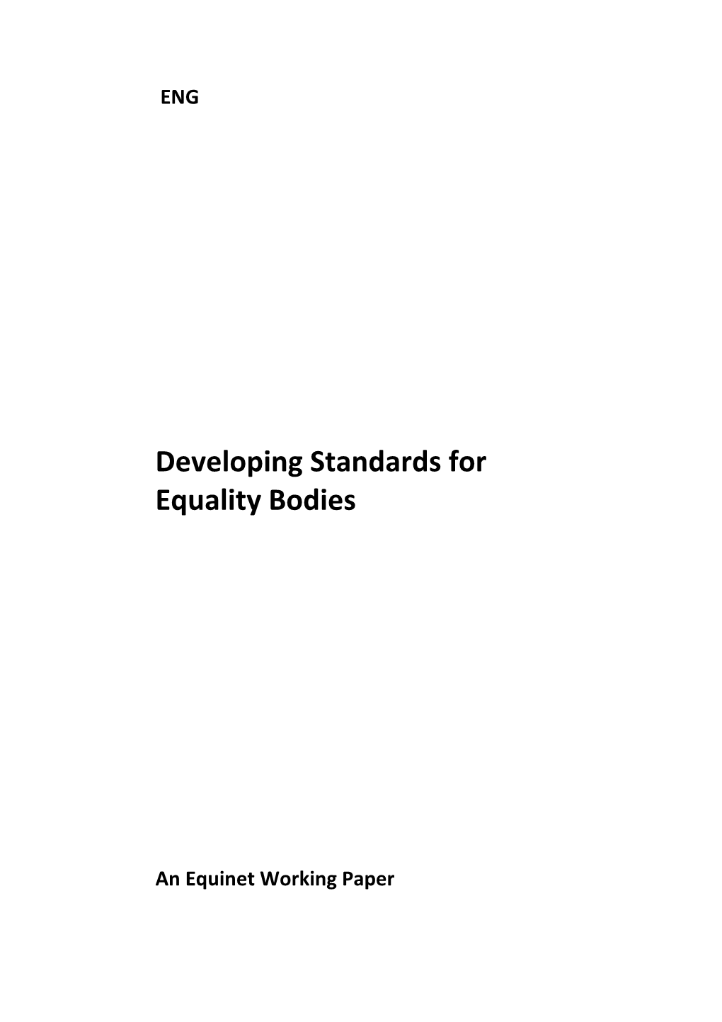 Developing Standards for Equality Bodies