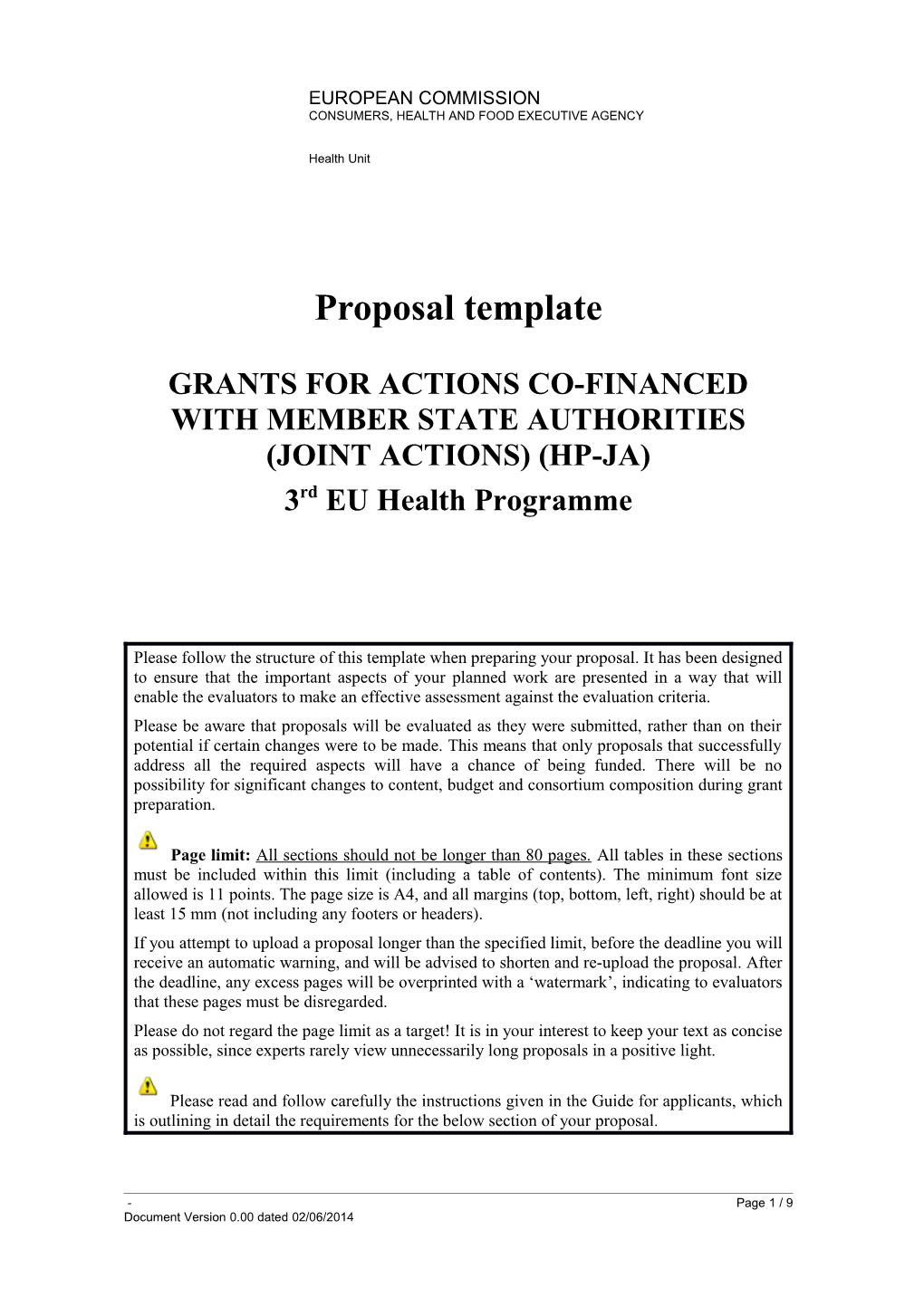 Grants for Actions Co-Financed with Member State Authorities (Joint Actions) (Hp-Ja)