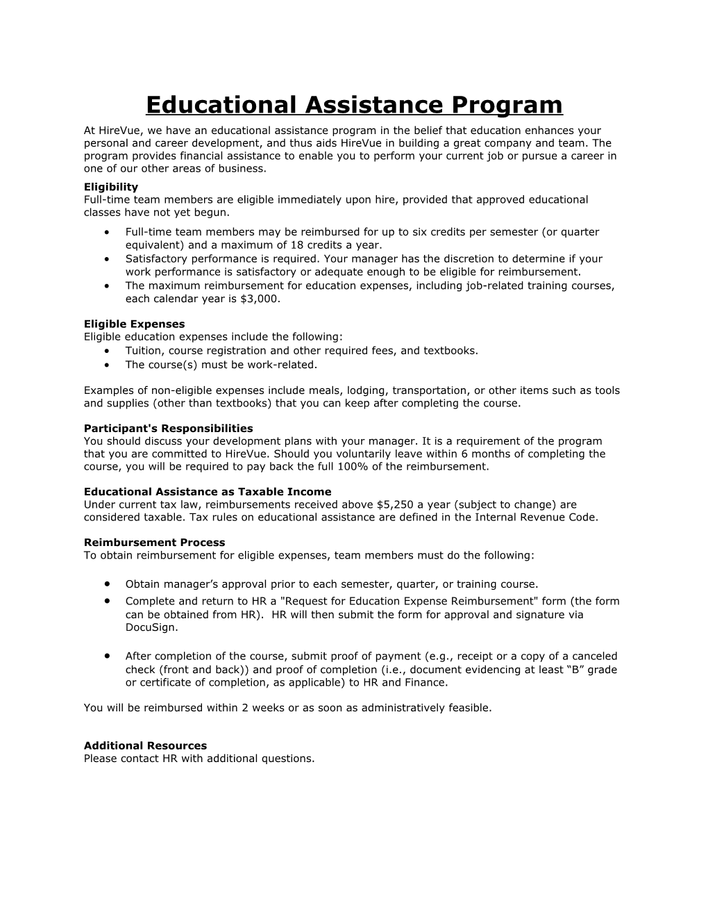 Educational Assistance Program