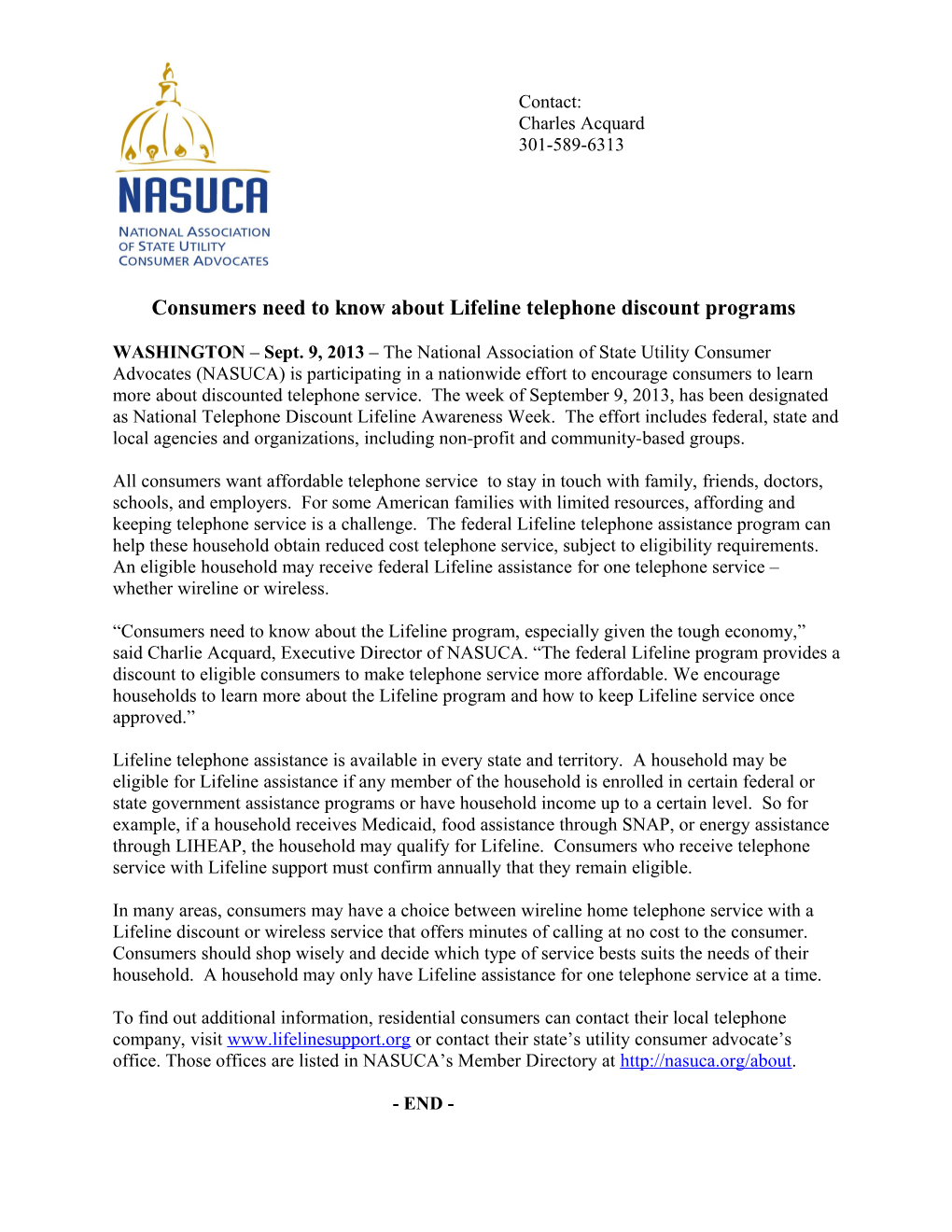 NASUCA Lifeline Awareness Week Press Release 2013 (00174367)