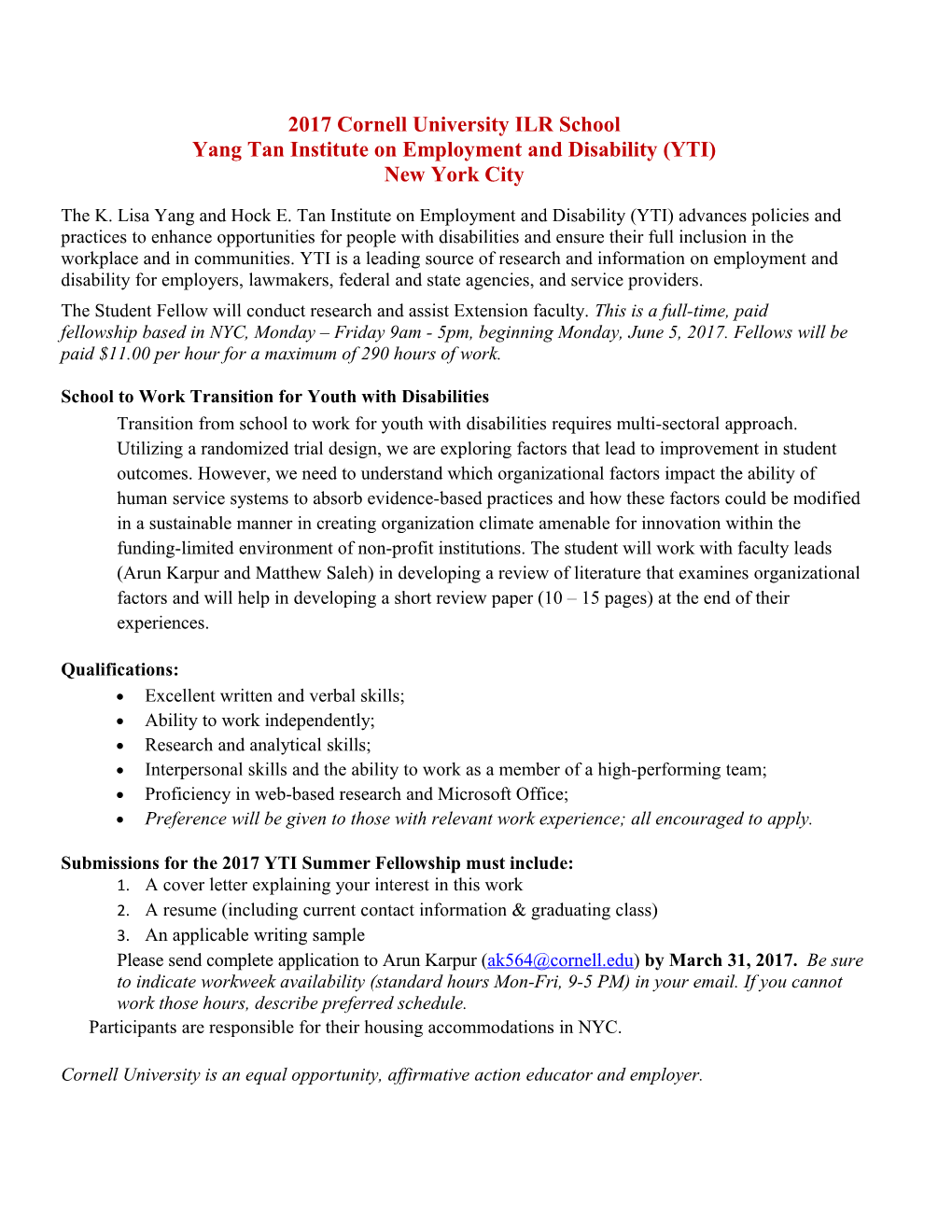 Yang Tan Institute on Employment and Disability (YTI)