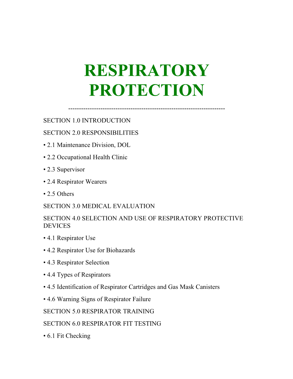 Respiratory Protection