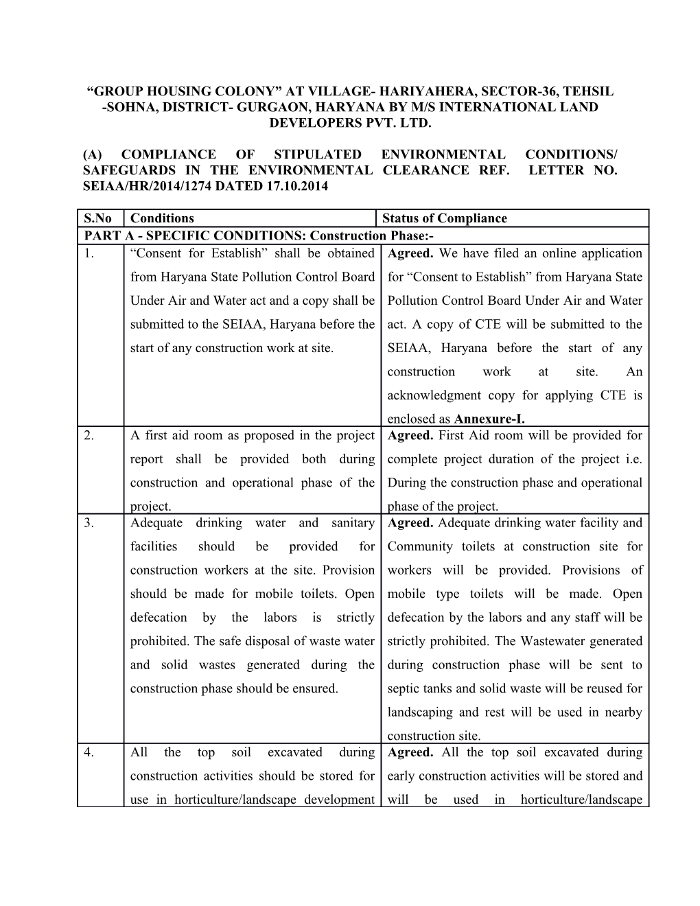 (B) COMPLIANCE to ENVIRONMENTAL IMPACT ASSESSMENT GUIDANCE MANUAL 2010 of Moef