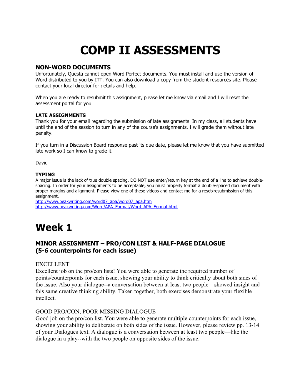 Comp Ii Assessments