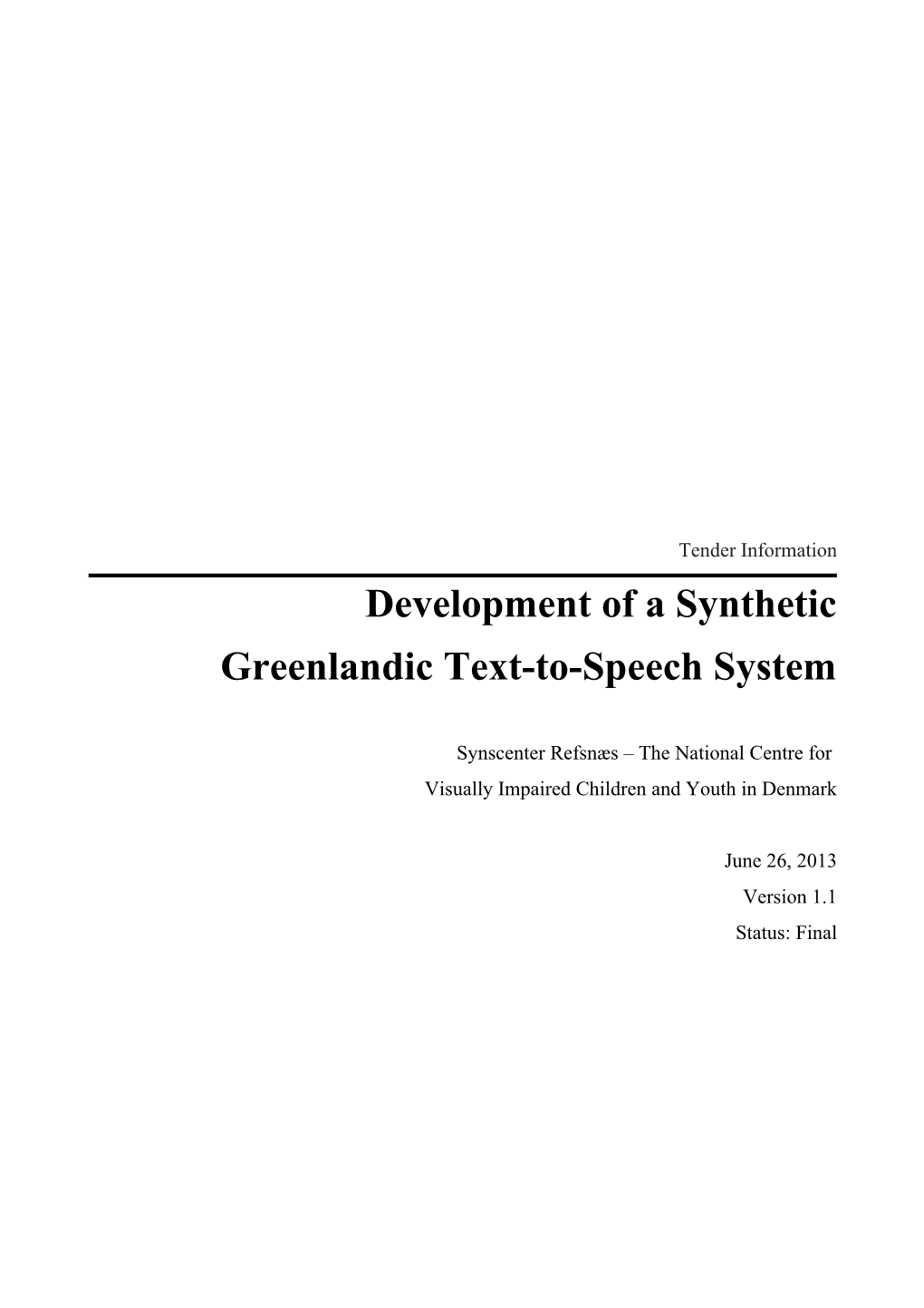 Greenlandic Text-To-Speech System