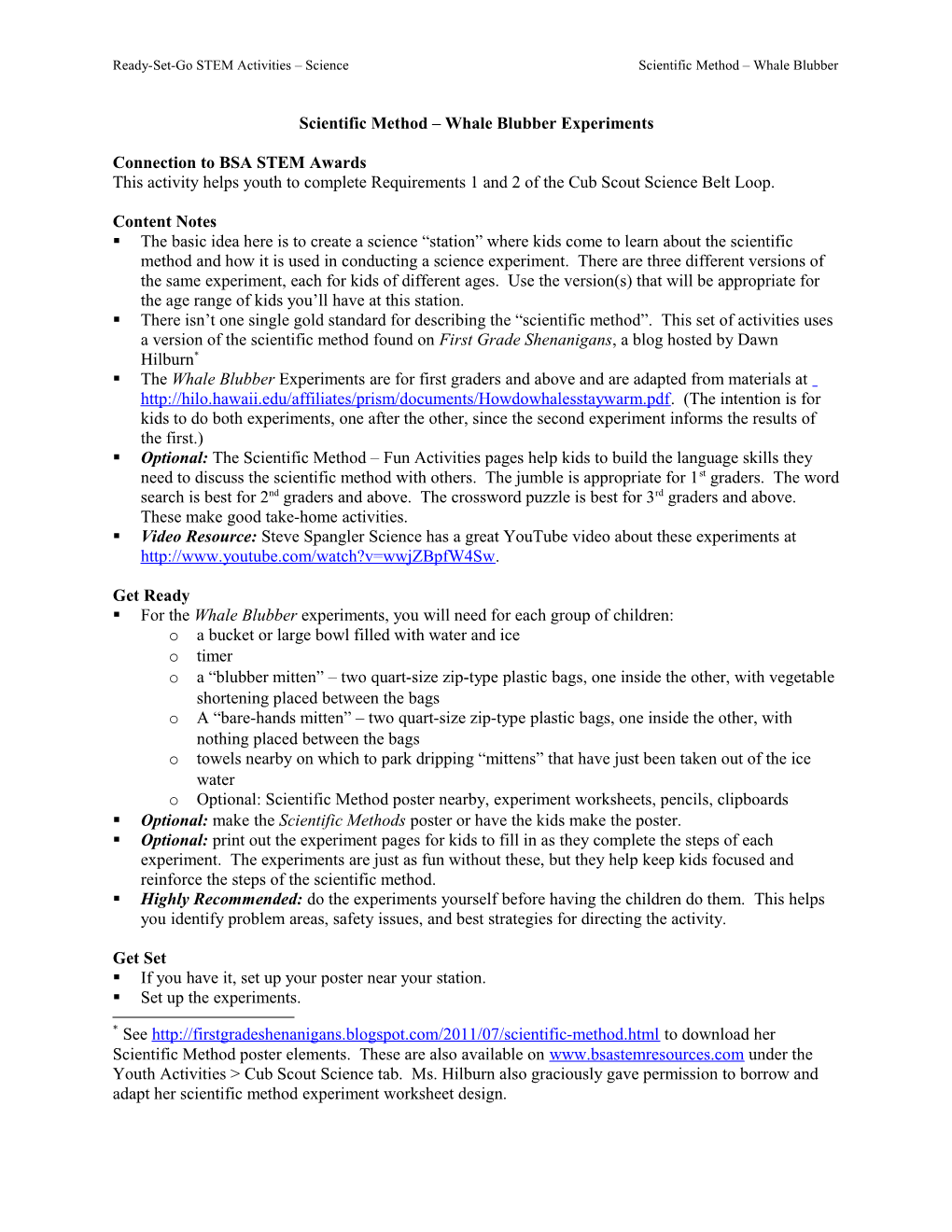 Adult Leader Notes for Weights on Other Planets Activity