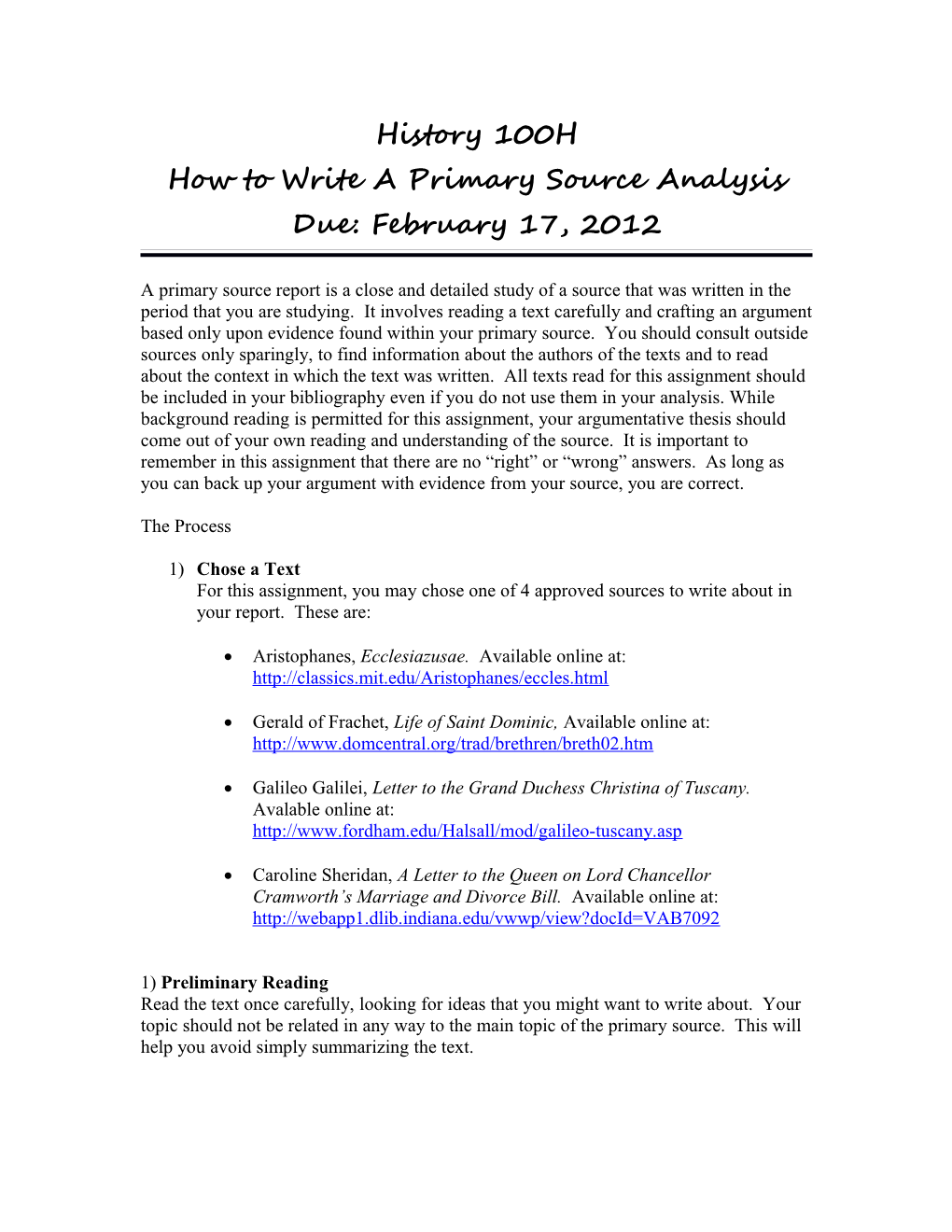 How to Write a Primary Source Report