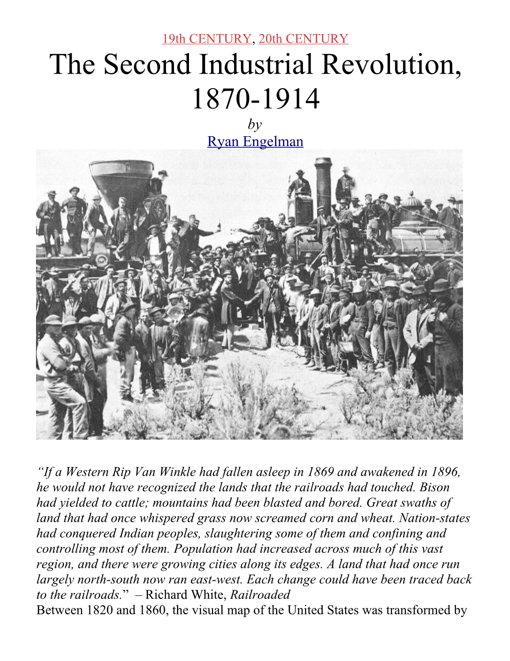 The Second Industrial Revolution, 1870-1914
