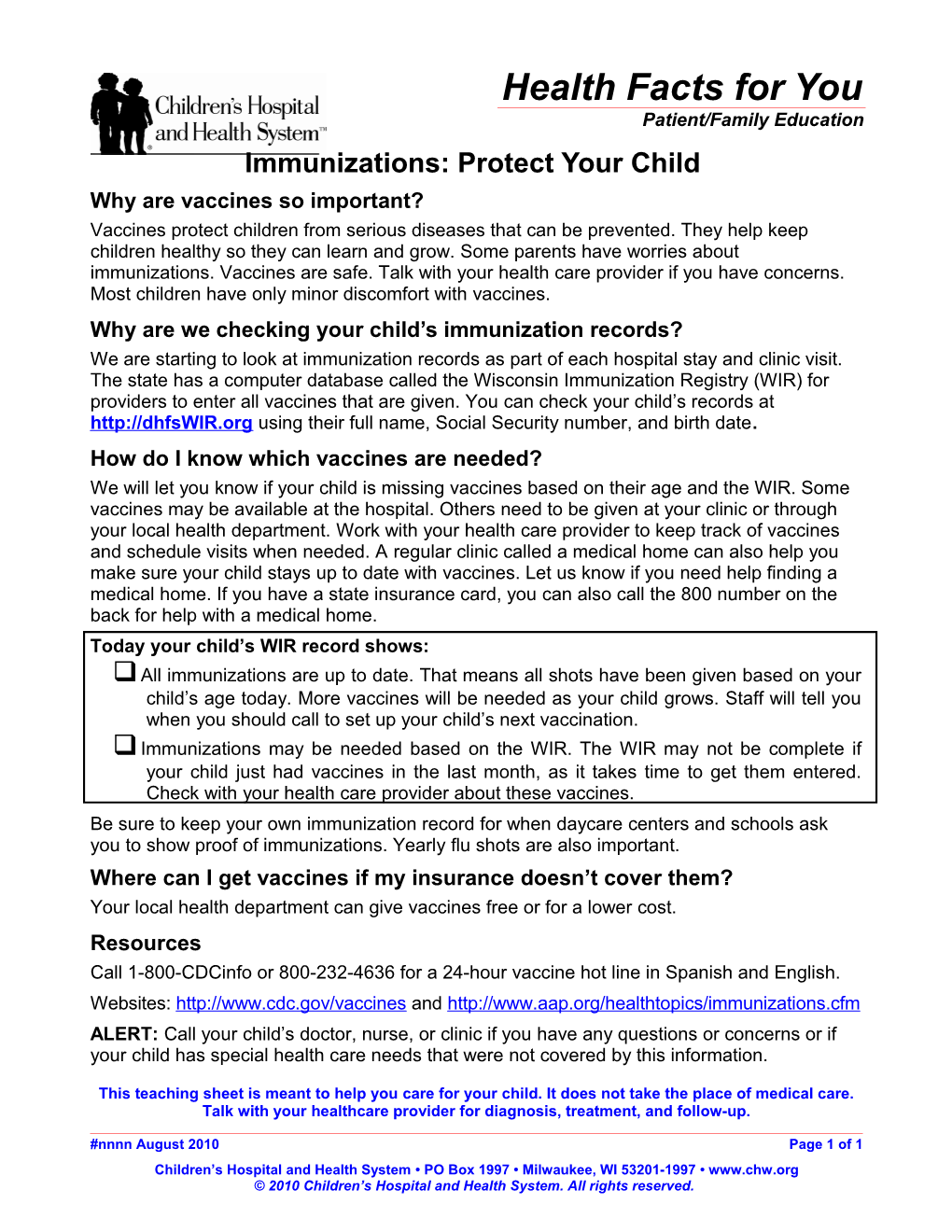 Immunizations: Protect Your Child