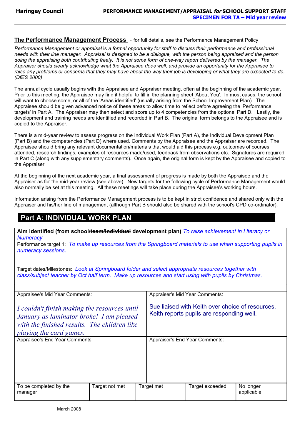 Perfromance Appraisal for Opperational Staff