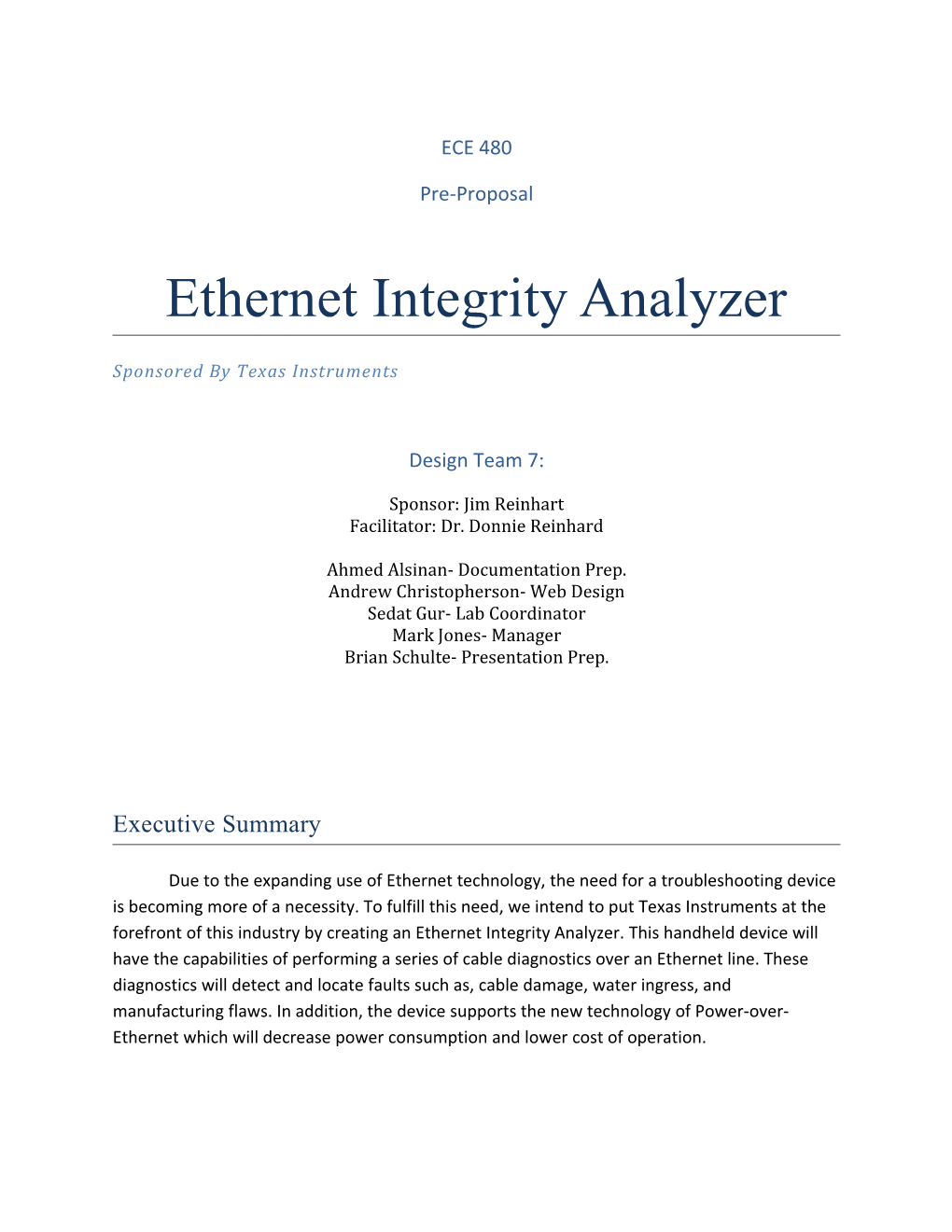 Ethernet Integrity Analyzer