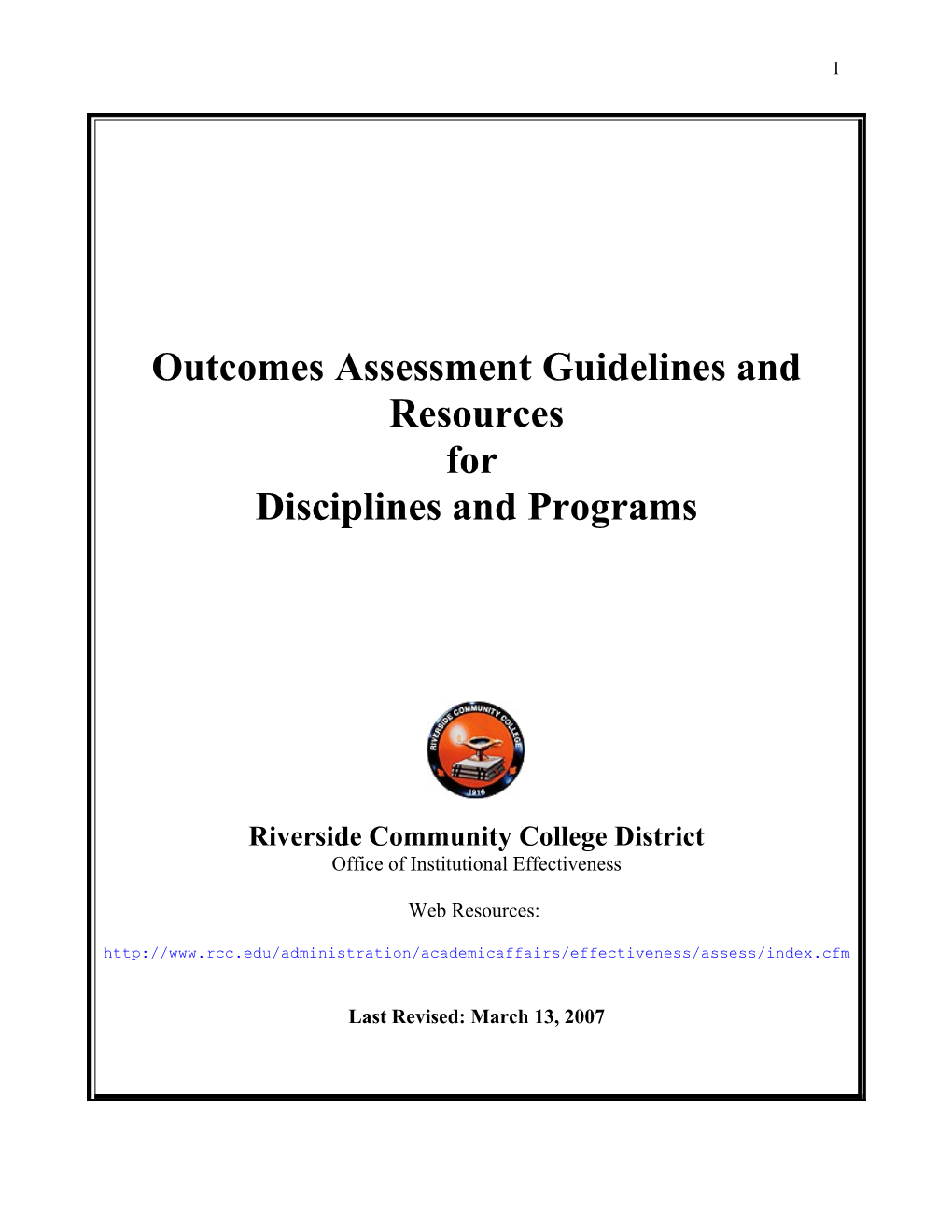 Outcomes Assessment Guidelines and Resources