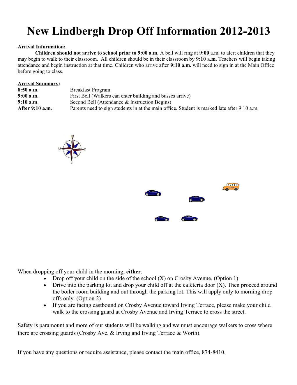 New Lindbergh Drop Off Information2012-2013
