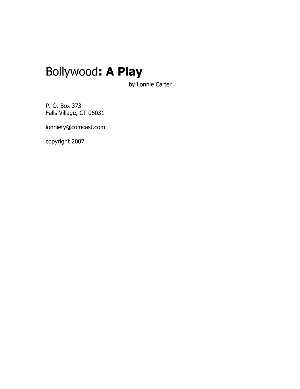 Bollywood: a Play