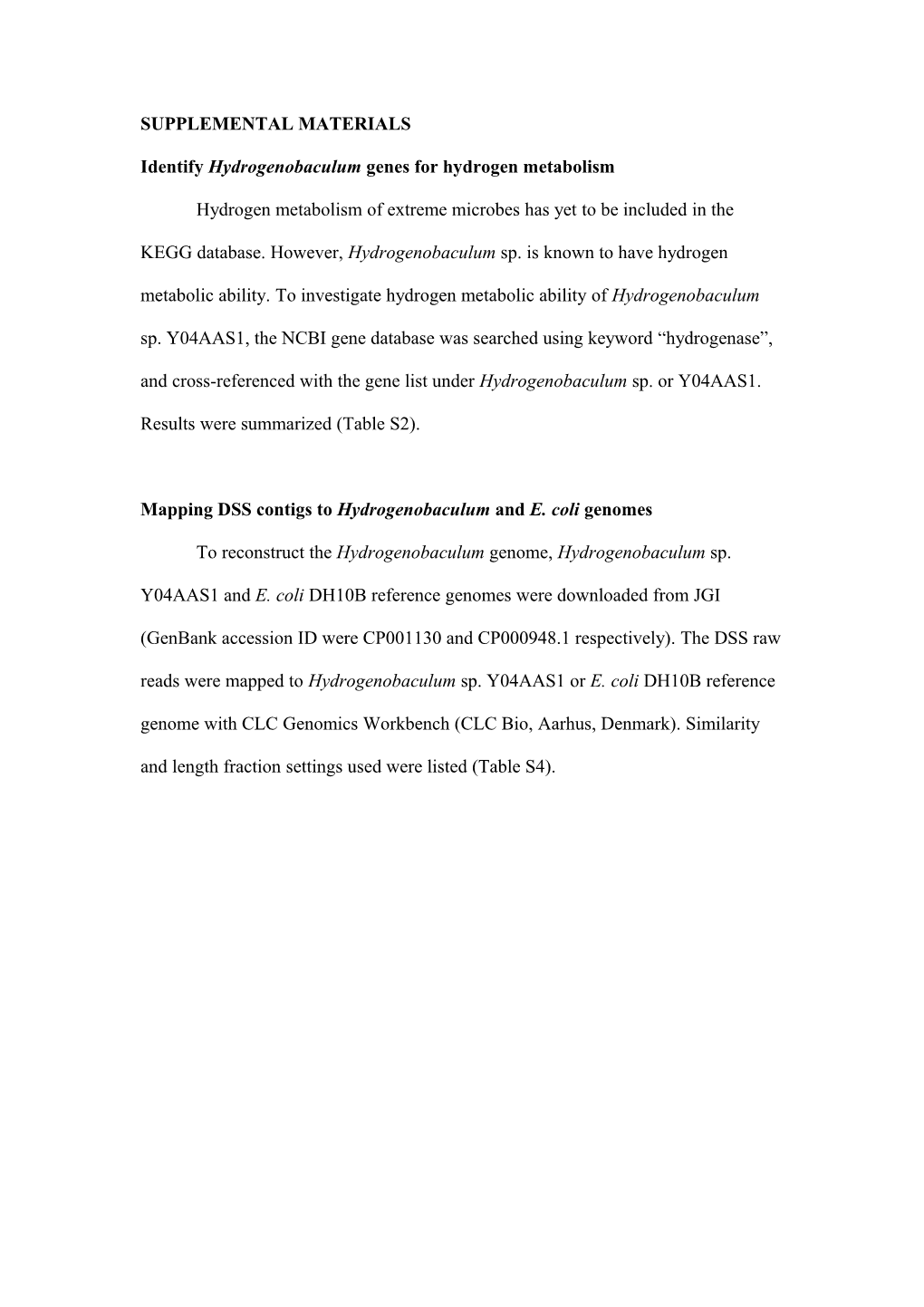 Identify Hydrogenobaculumgenes for Hydrogen Metabolism