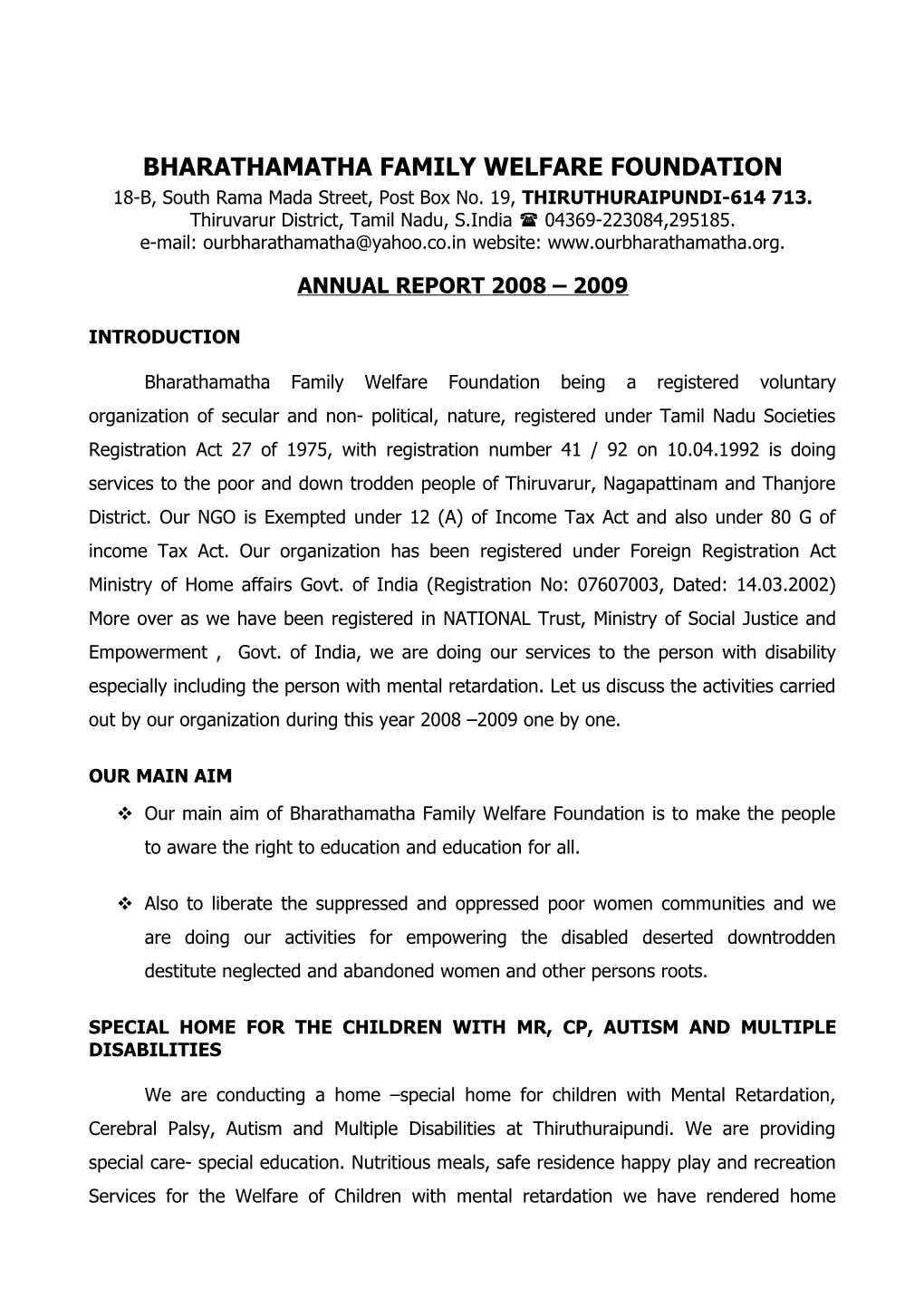 Bharathamatha Family Welfare Foundation