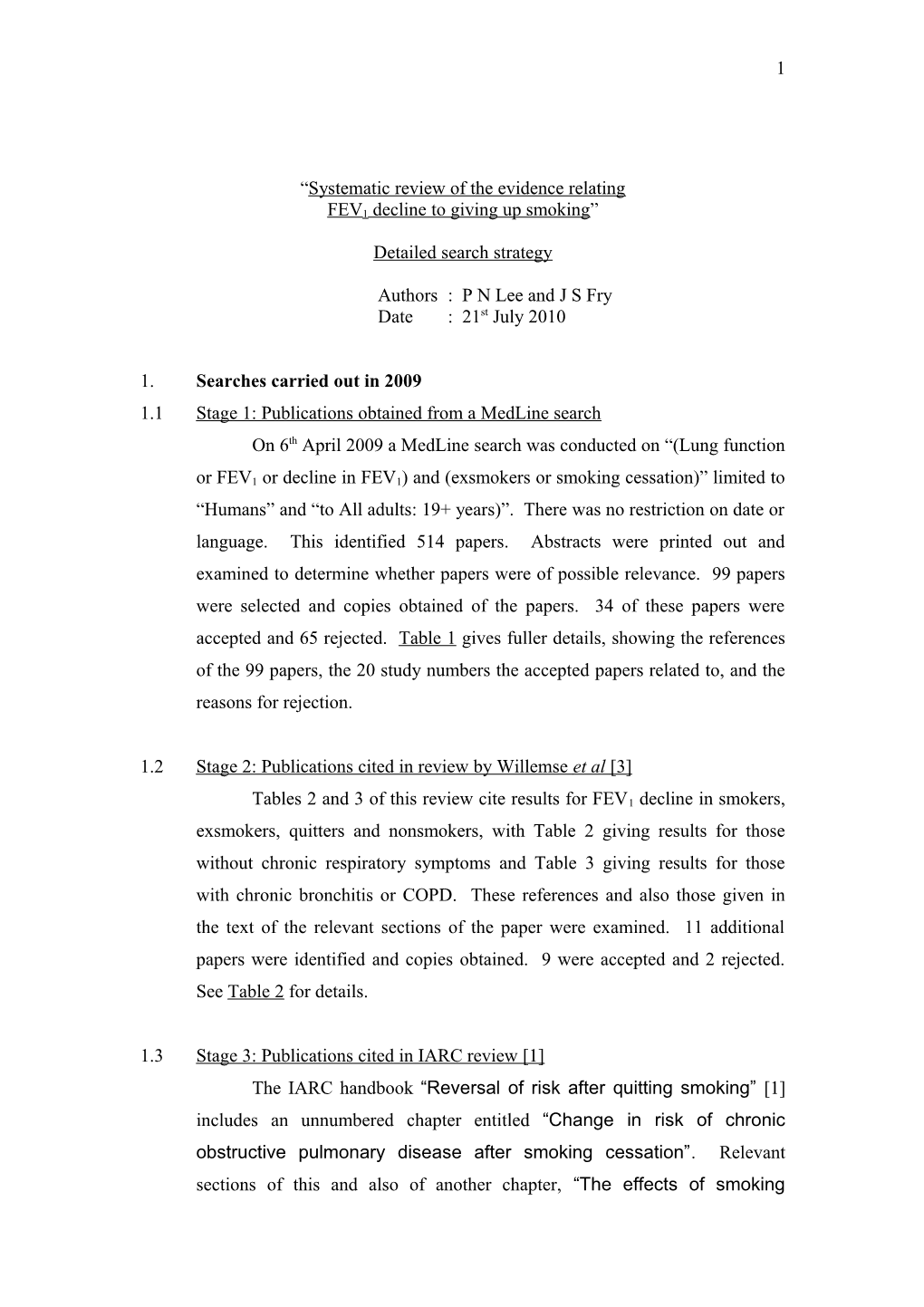 Systematic Review of the Evidence Relating