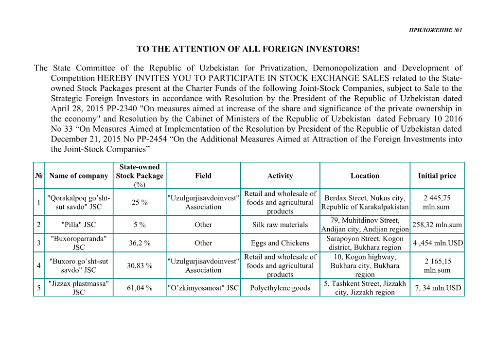 To the Attention of All Foreign Investors