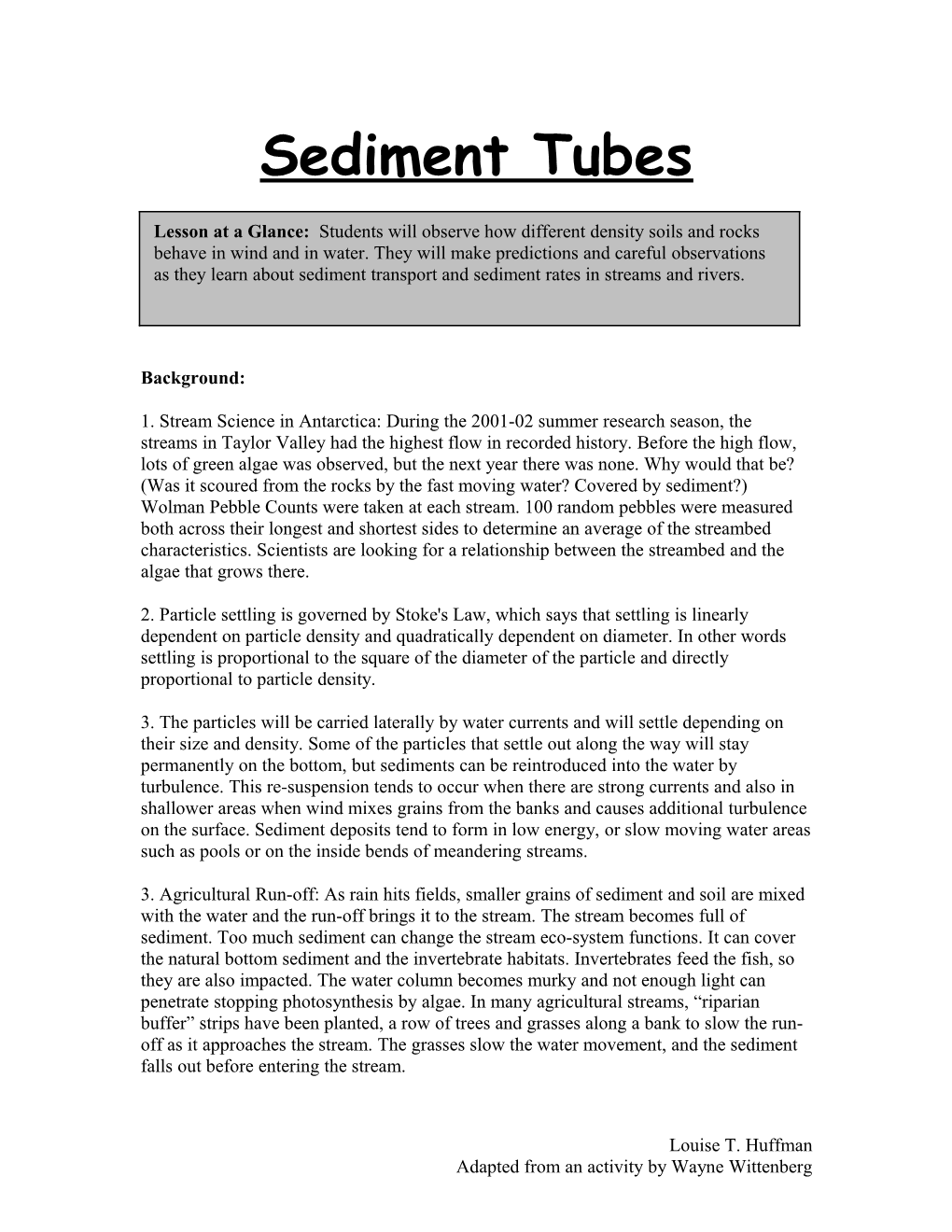Sediment Tubes