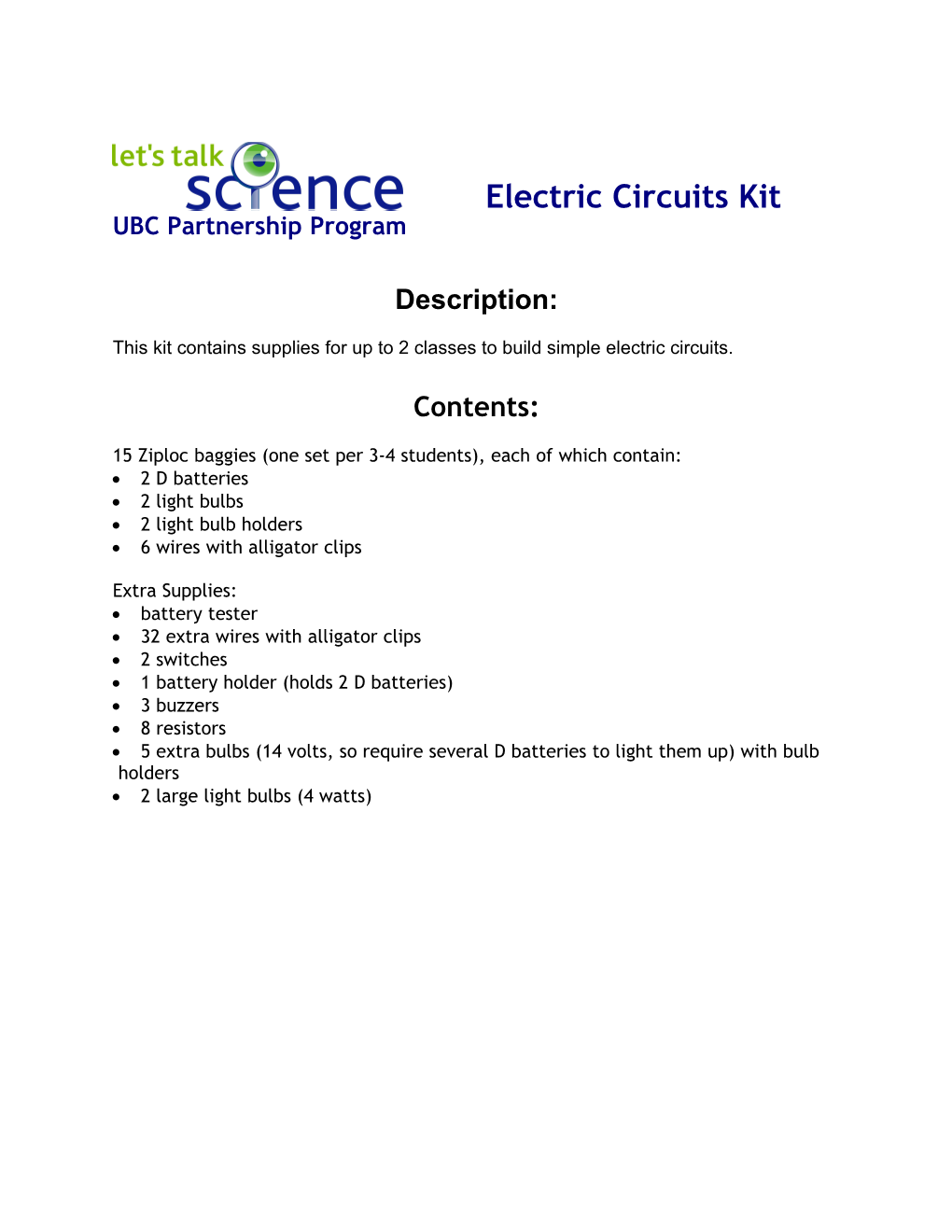 Electric Circuits Kit