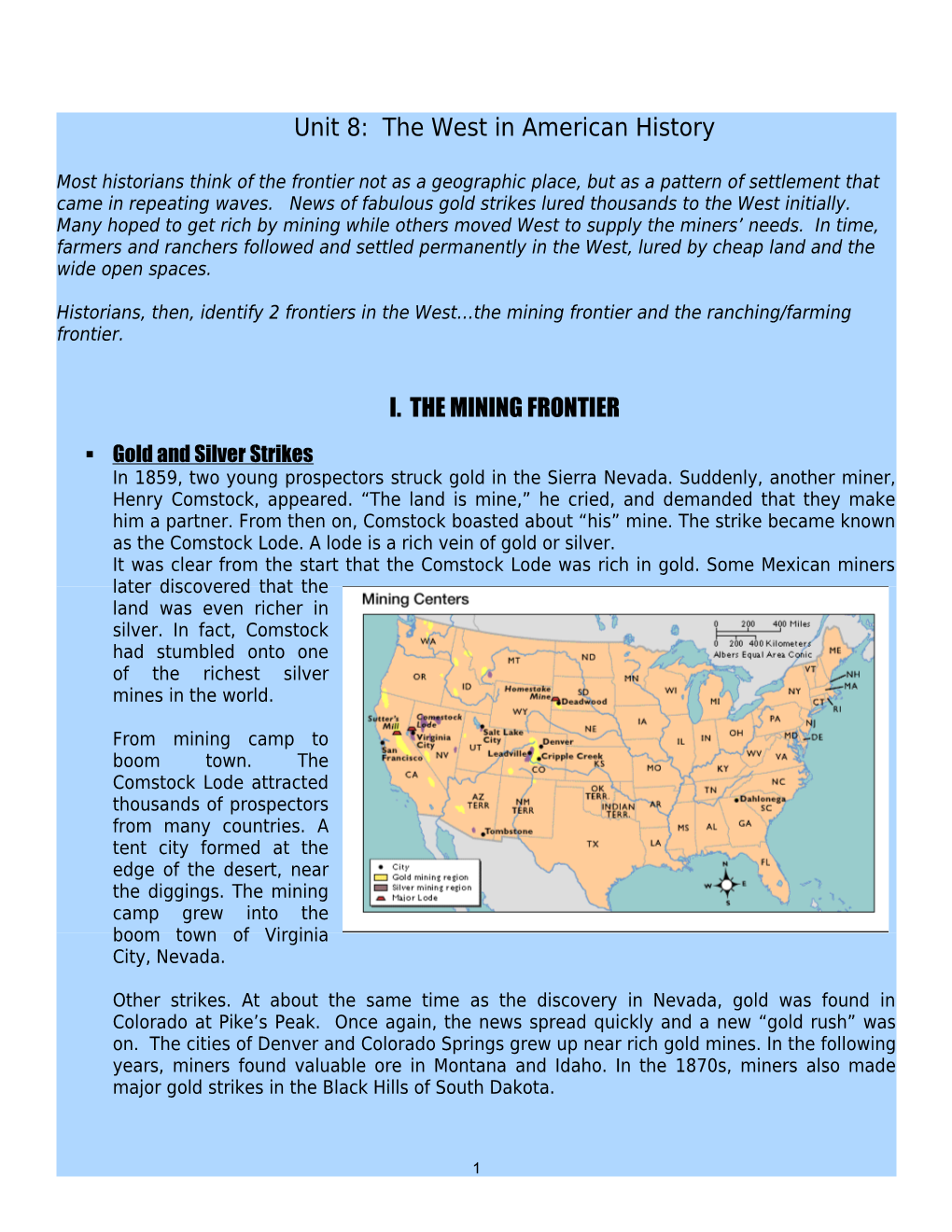 Unit 6: the West in American History