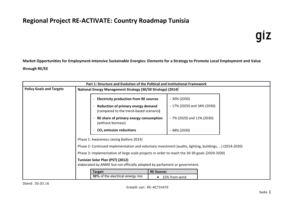 Market Opportunities for Employment-Intensive Sustainable Energies: Elementsfor a Strategyto