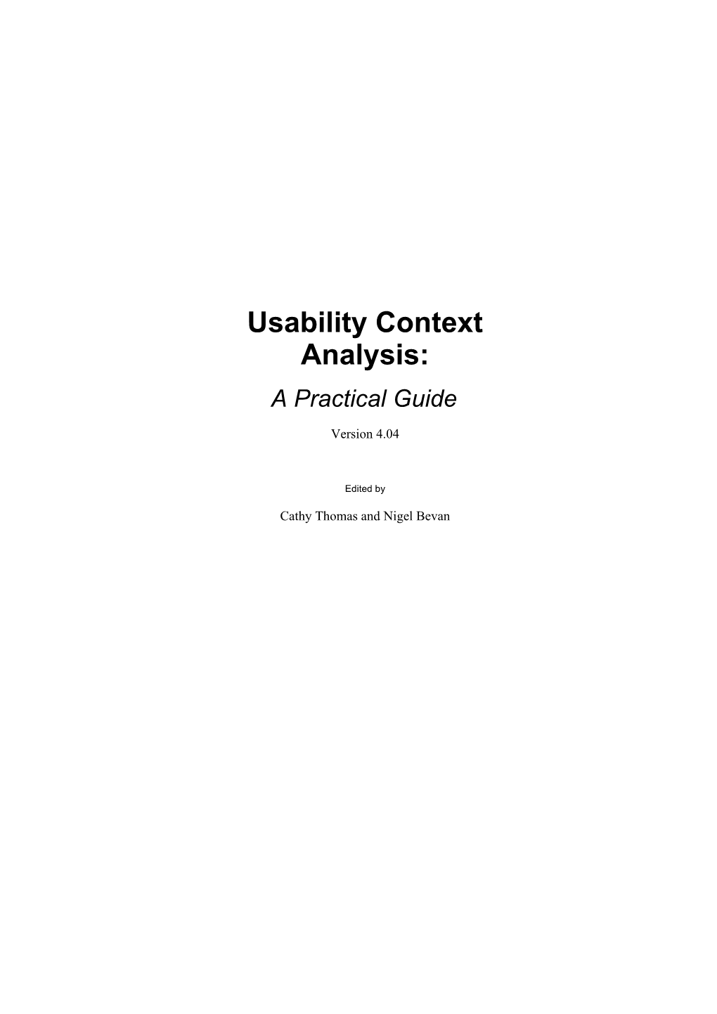 Usability Context Analysis