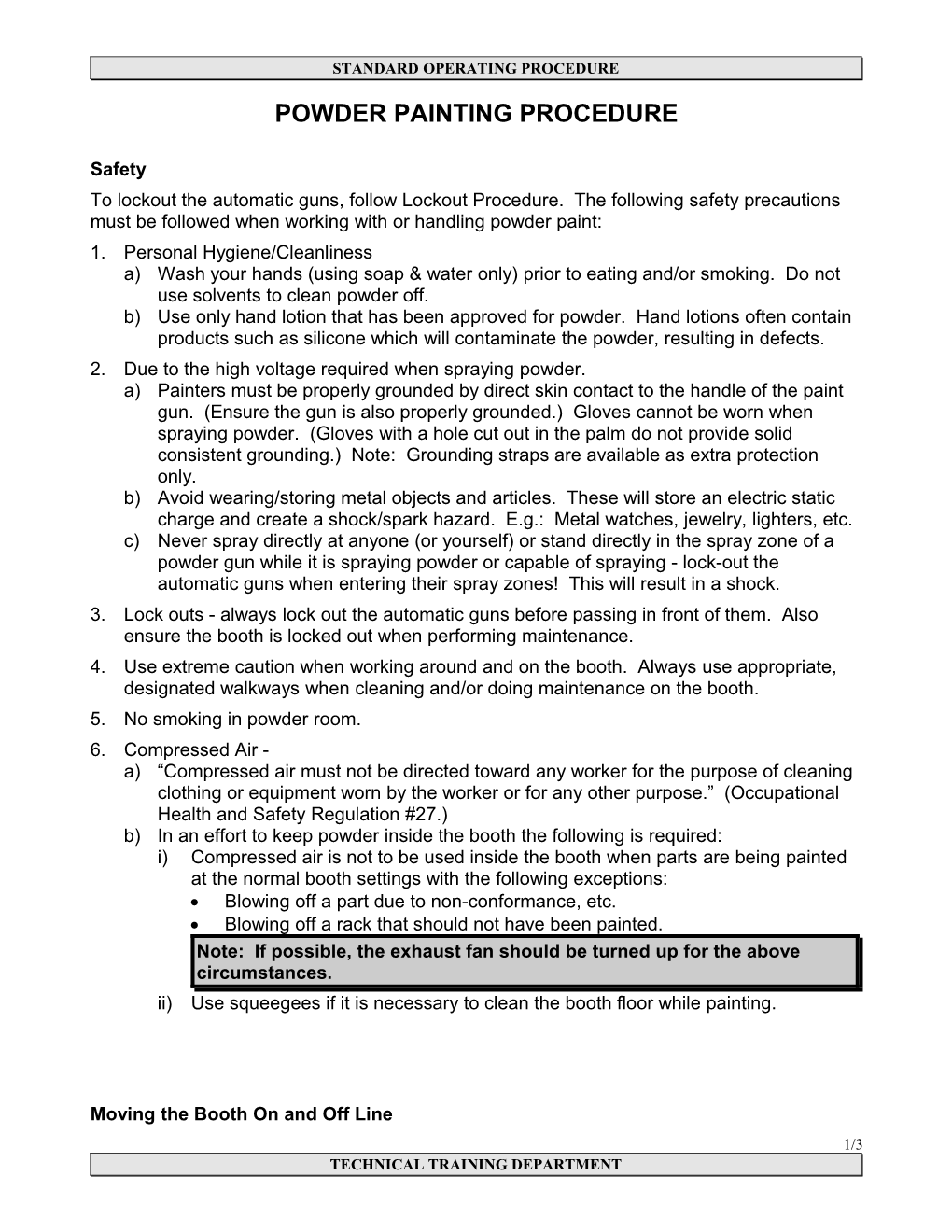 Powder Painting Procedure