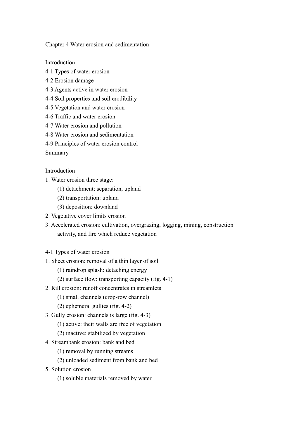 Chapter 4 Water Erosion and Sedimentation