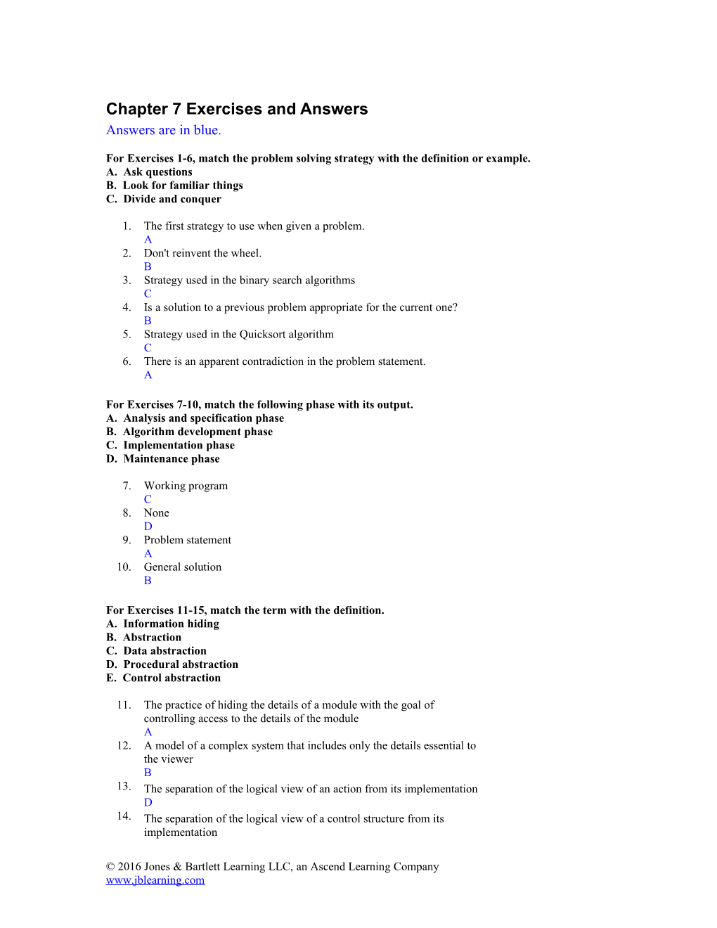 For Exercises 1-6, Match the Problem Solving Strategy with the Definition Or Example