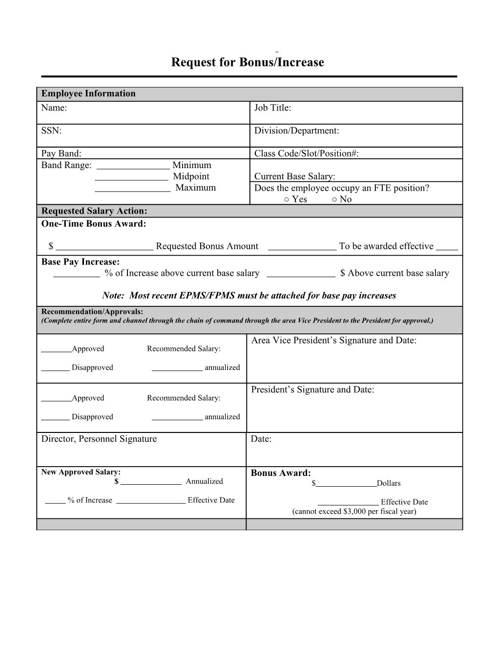 Suggestion Award Form