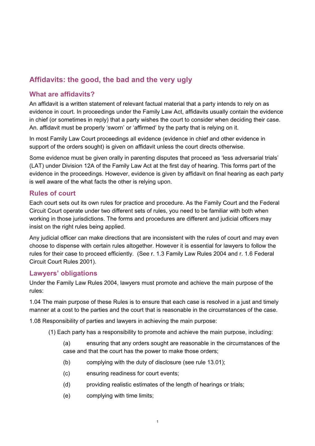 Factsheet 1 Family, Youth and Children's Law