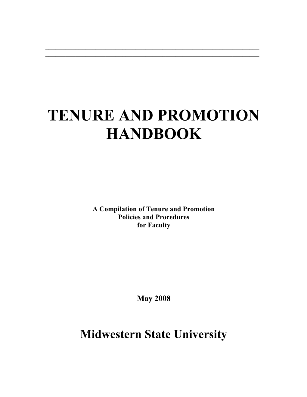 Tenure and Promotion Handbook