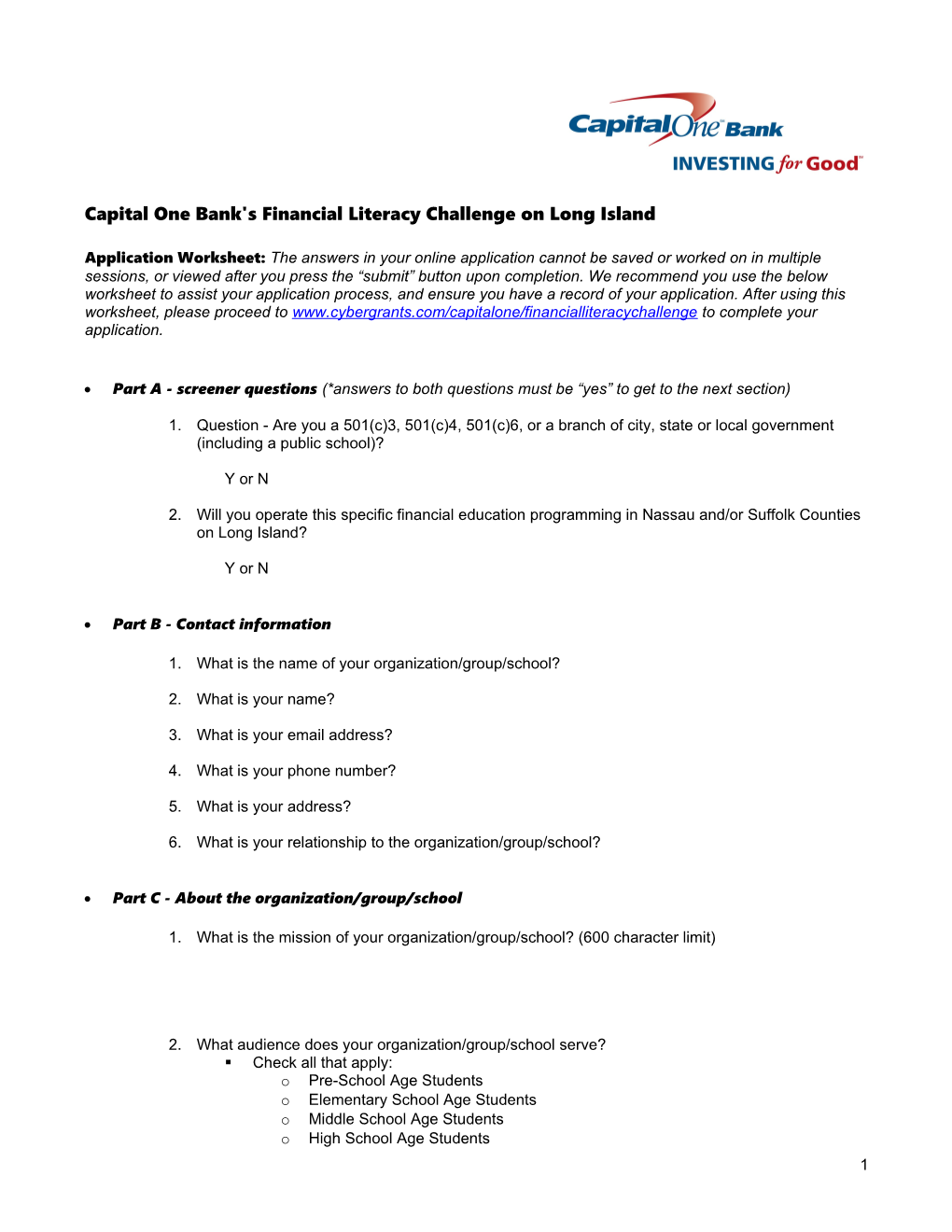 Capital One Bank's Financial Literacy Challenge on Long Island