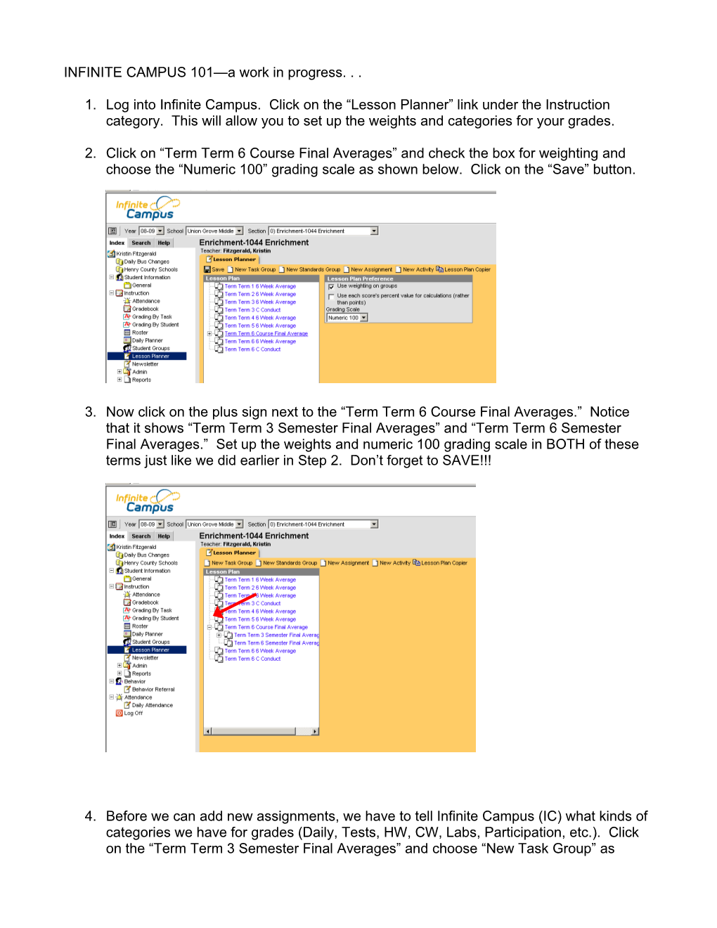 Help for Putting Grades Into INFINITE CAMPUS