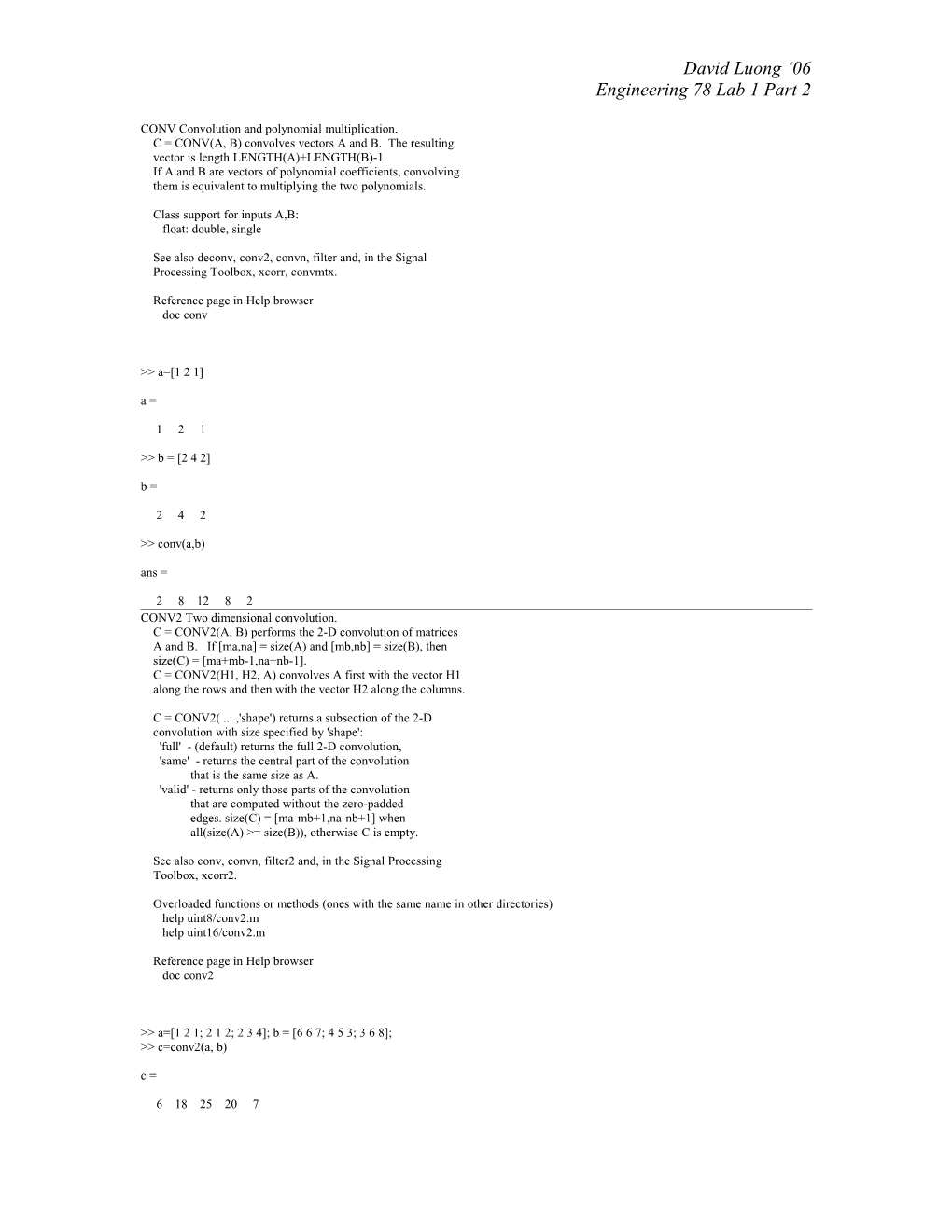 CONV Convolution and Polynomial Multiplication