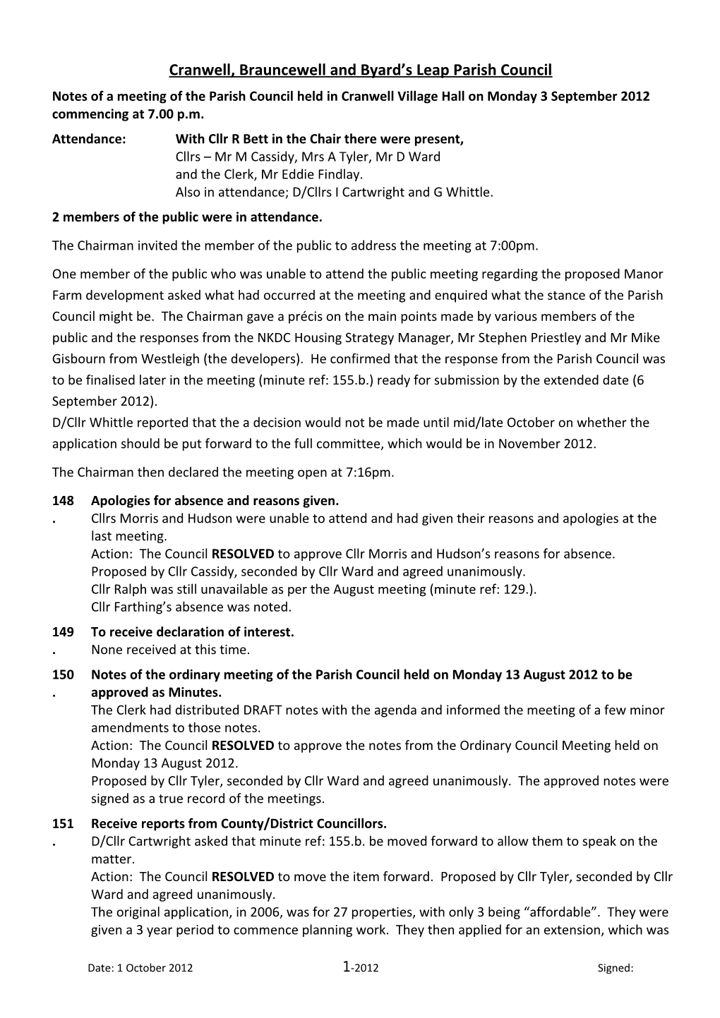 Cranwell, Brauncewell and Byard S Leap Parish Council