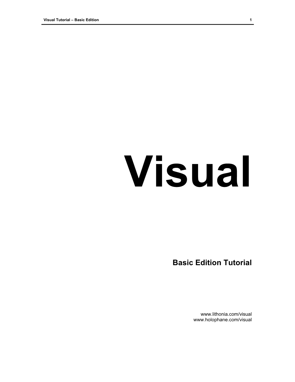 Visual 2.0 Basic Edition Tutorial
