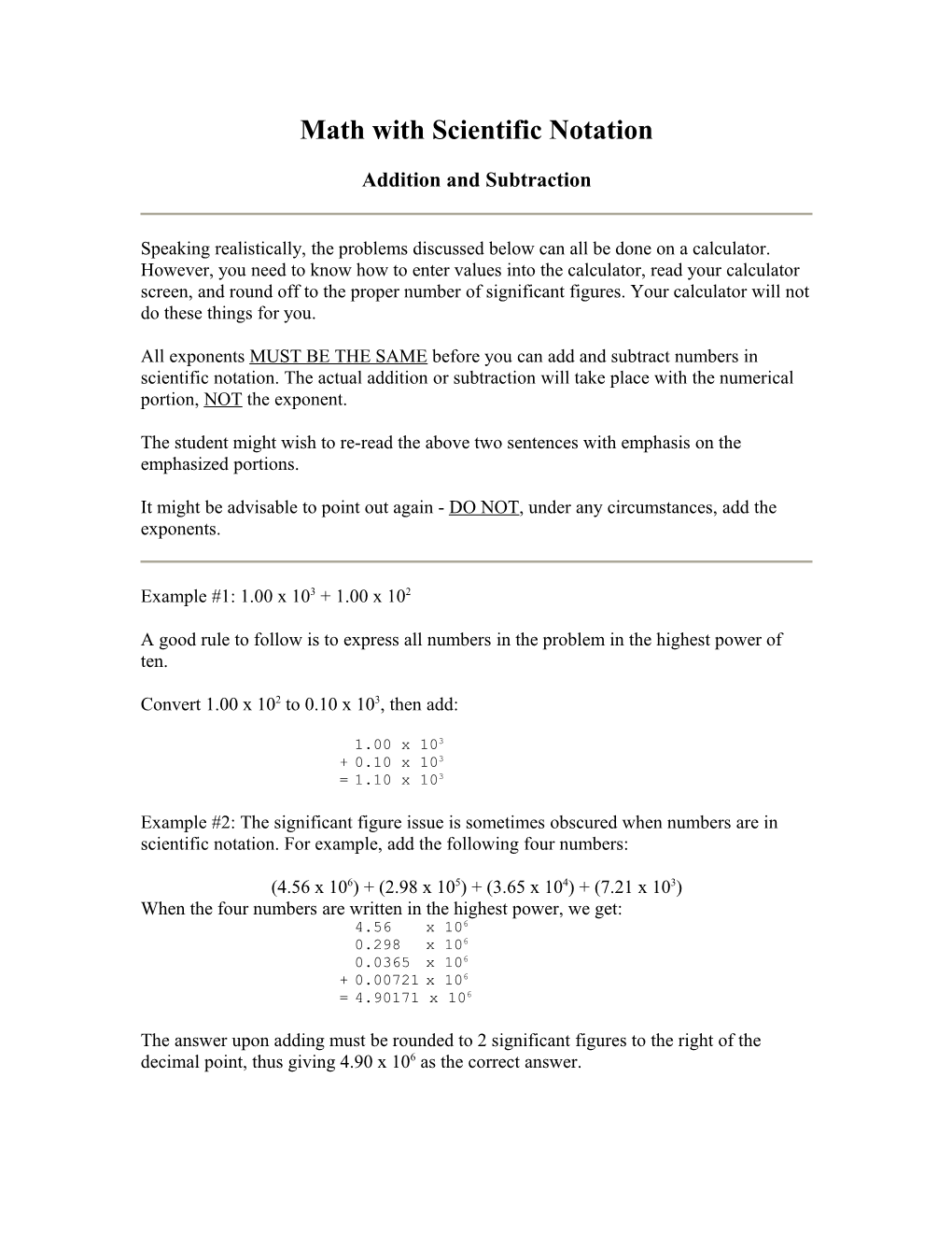 Math with Scientific Notation