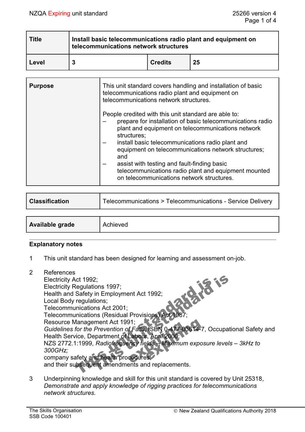 25266 Install Basic Telecommunications Radio Plant and Equipment on Telecommunications