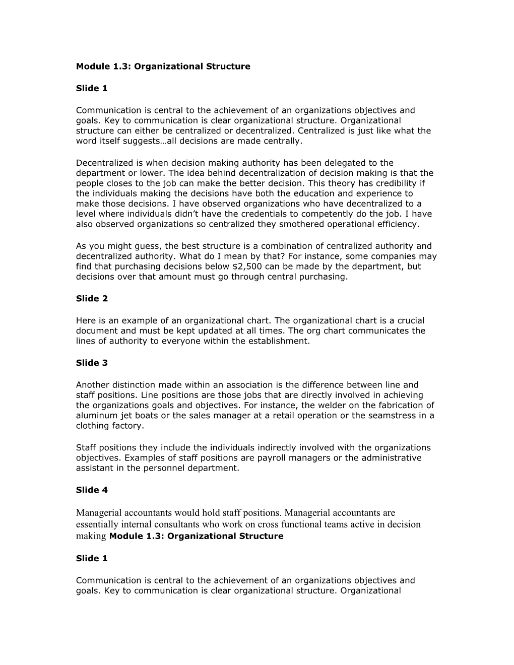 Module 1.3: Organizational Structure